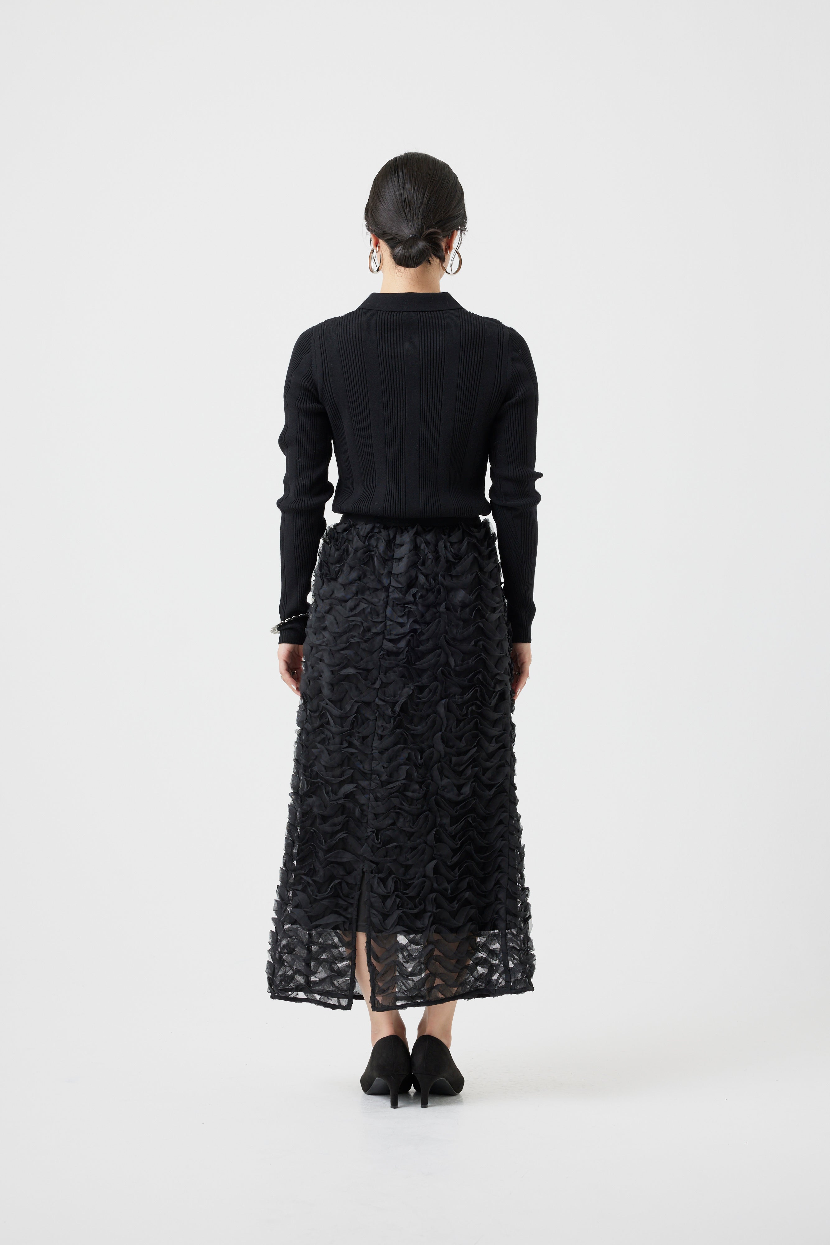 リブ編みポロニットトップス(6262-462)