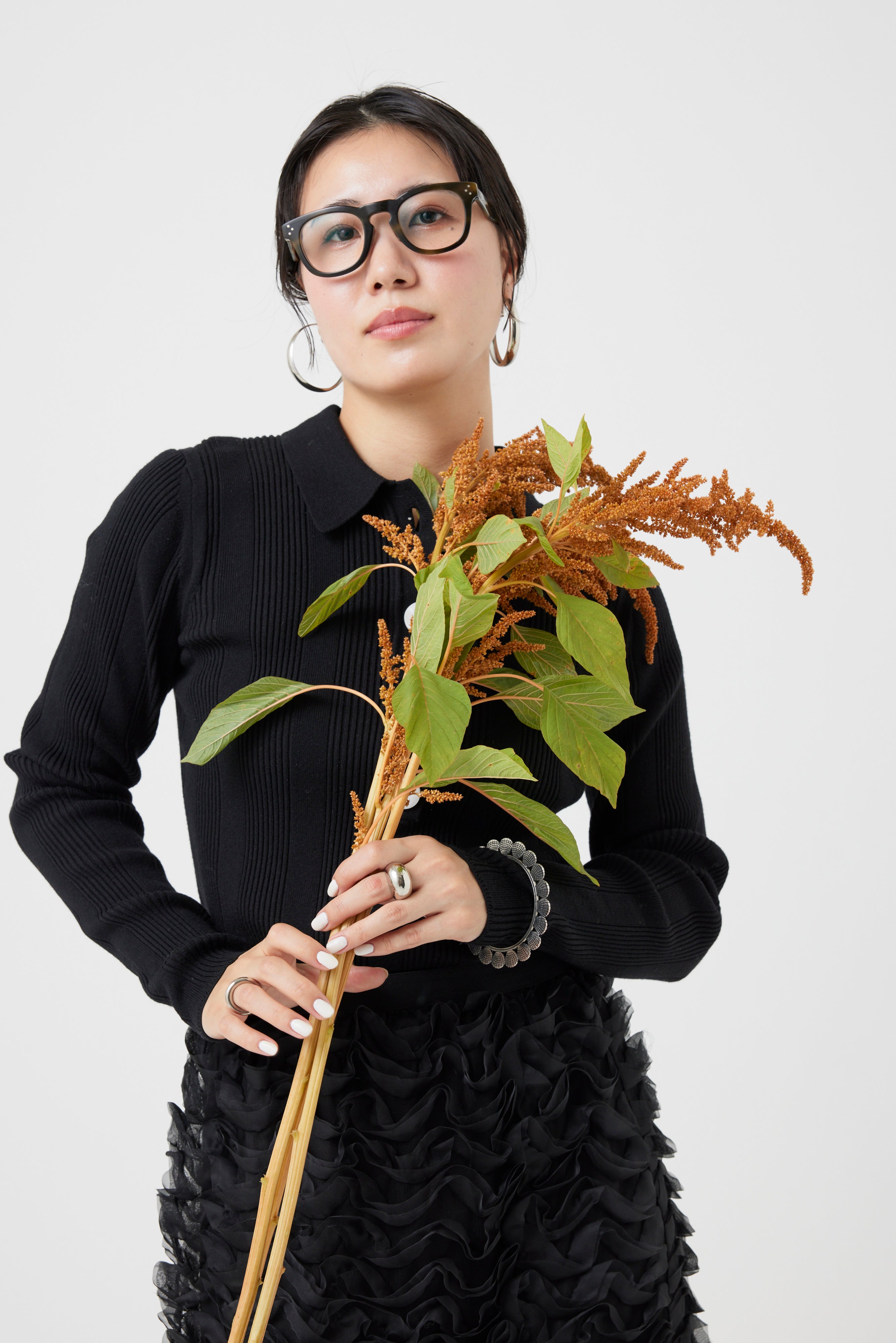 リブ編みポロニットトップス(6262-462)