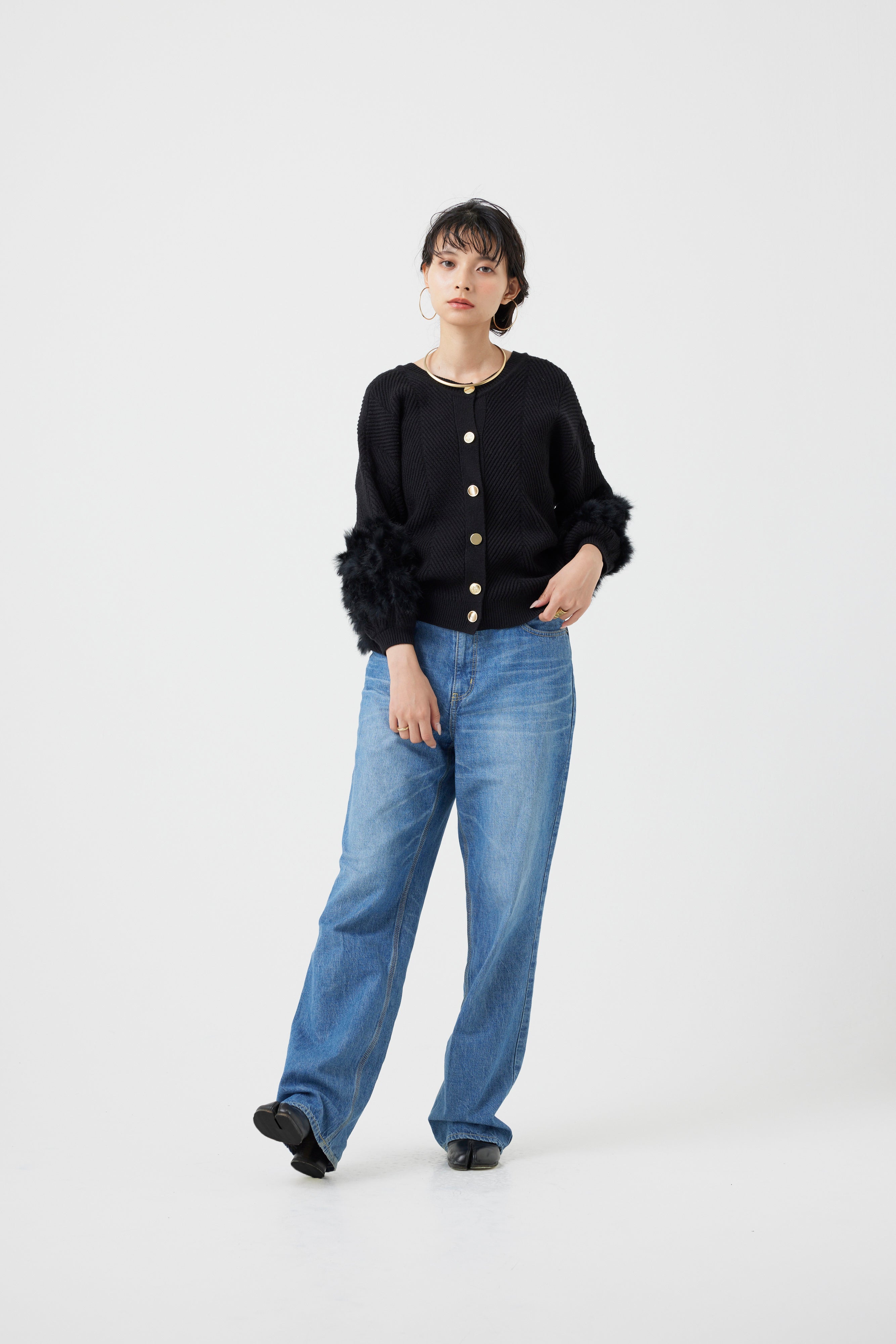 ラビットファー2WAYニットカーディガン(6262-467)