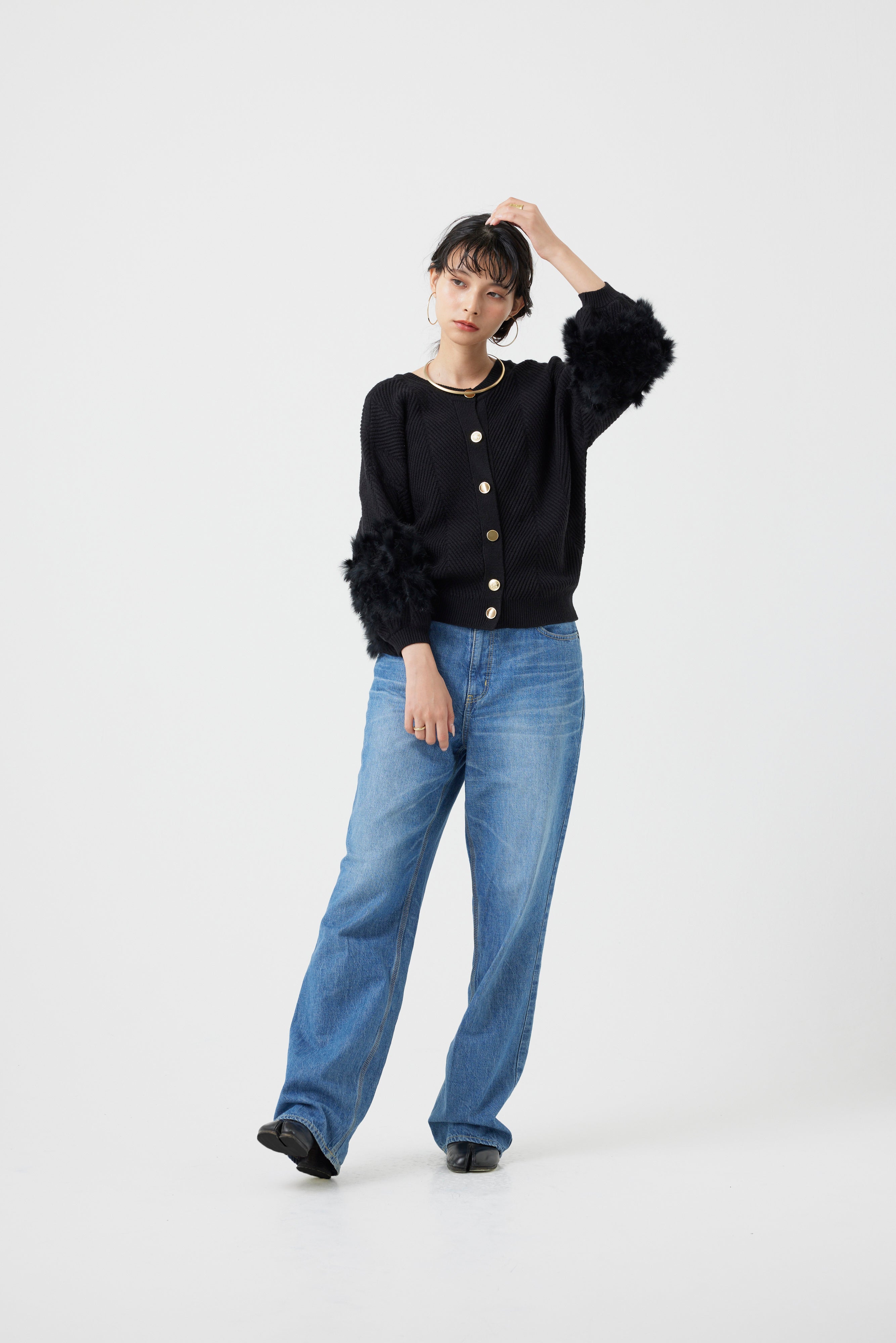 ラビットファー2WAYニットカーディガン(6262-467)