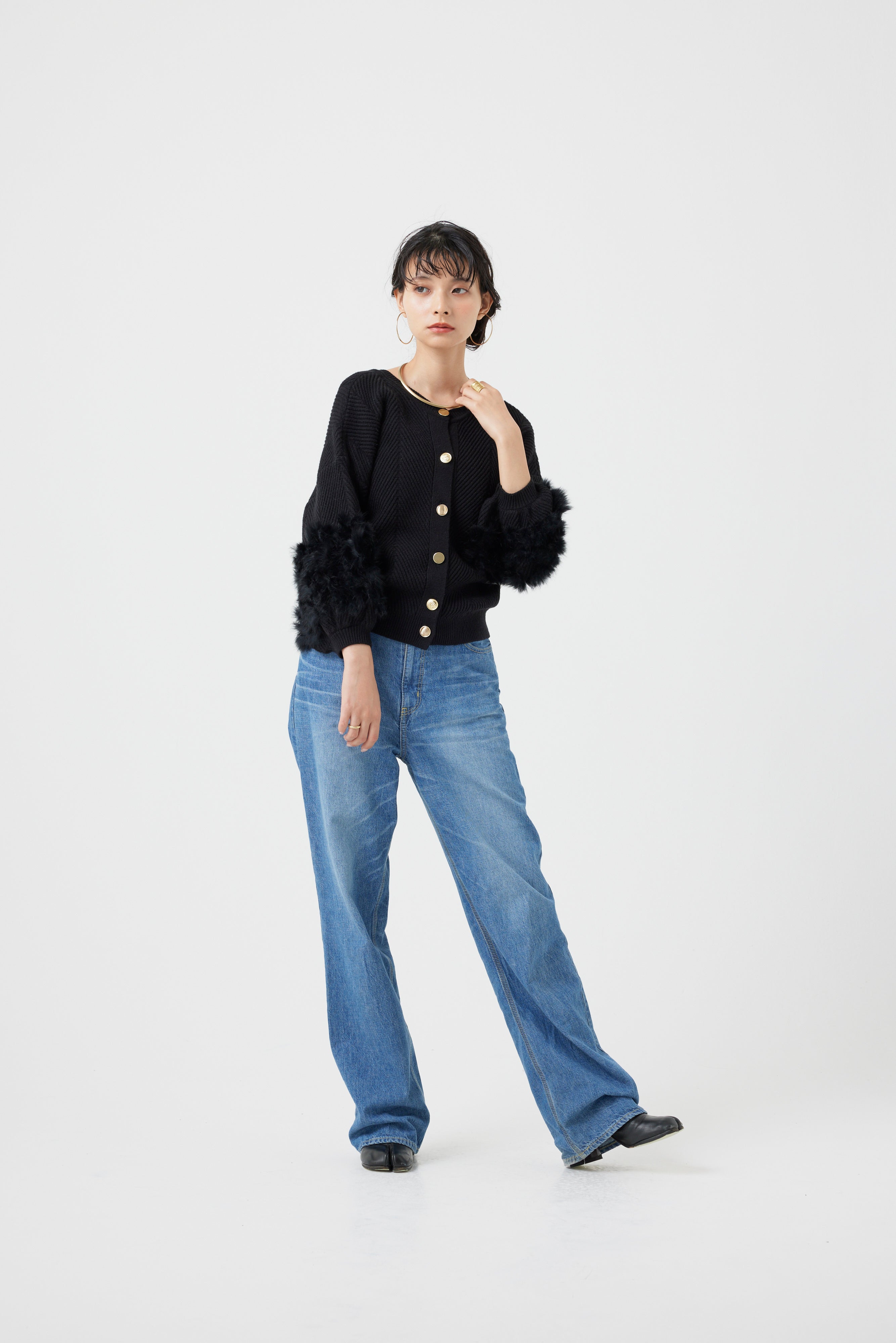 ラビットファー2WAYニットカーディガン(6262-467)