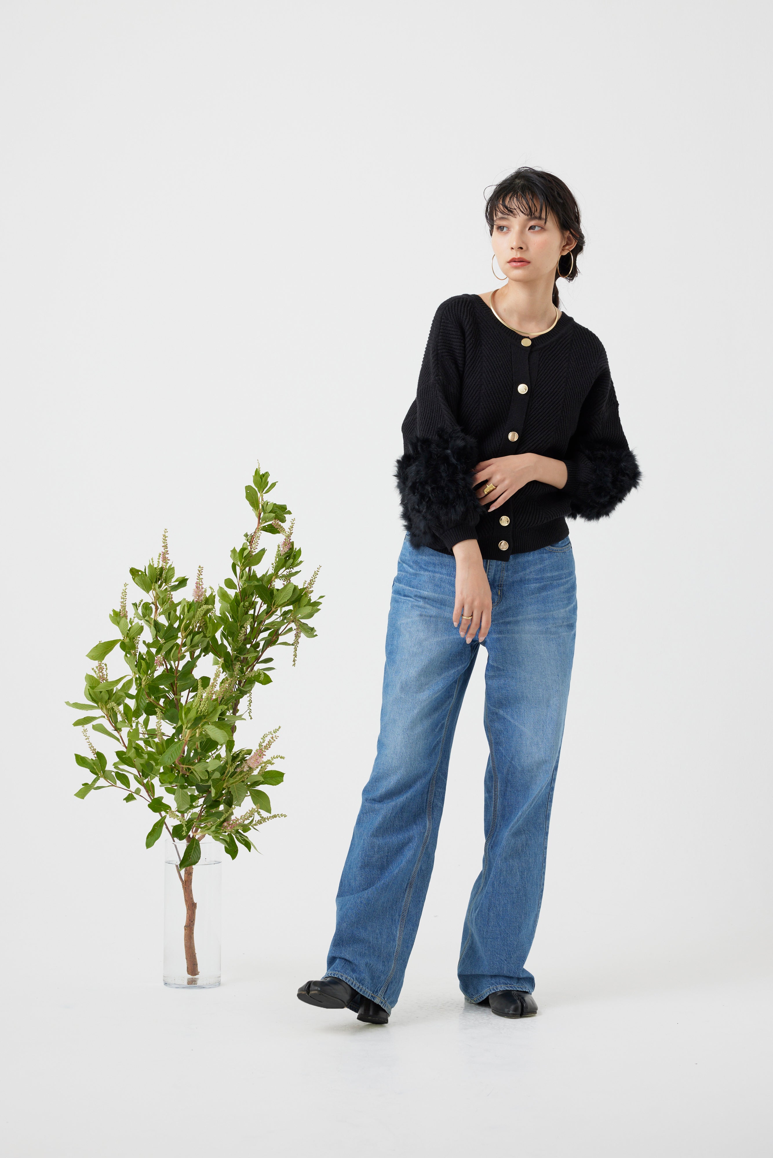 ラビットファー2WAYニットカーディガン(6262-467)