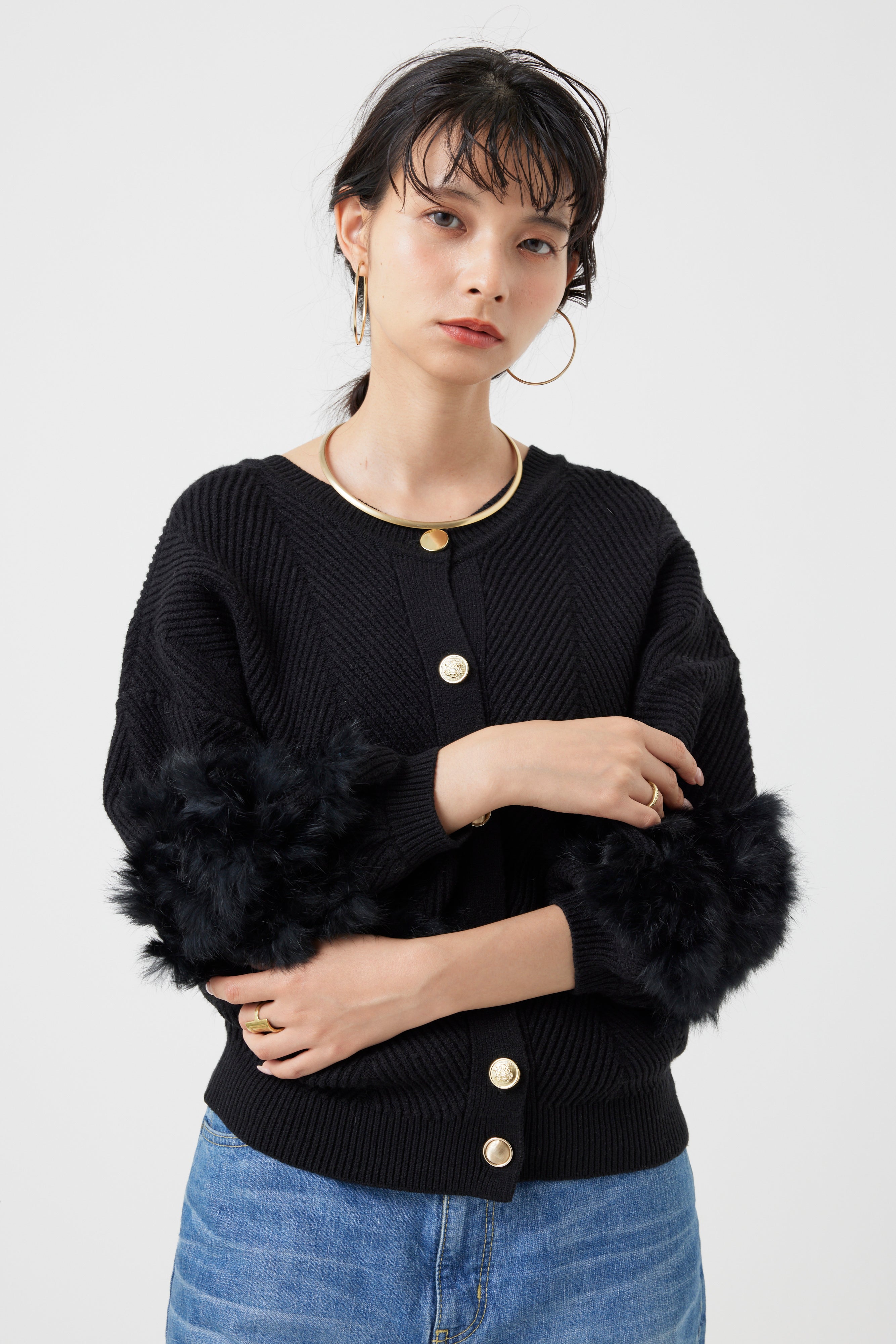 ラビットファー2WAYニットカーディガン(6262-467)