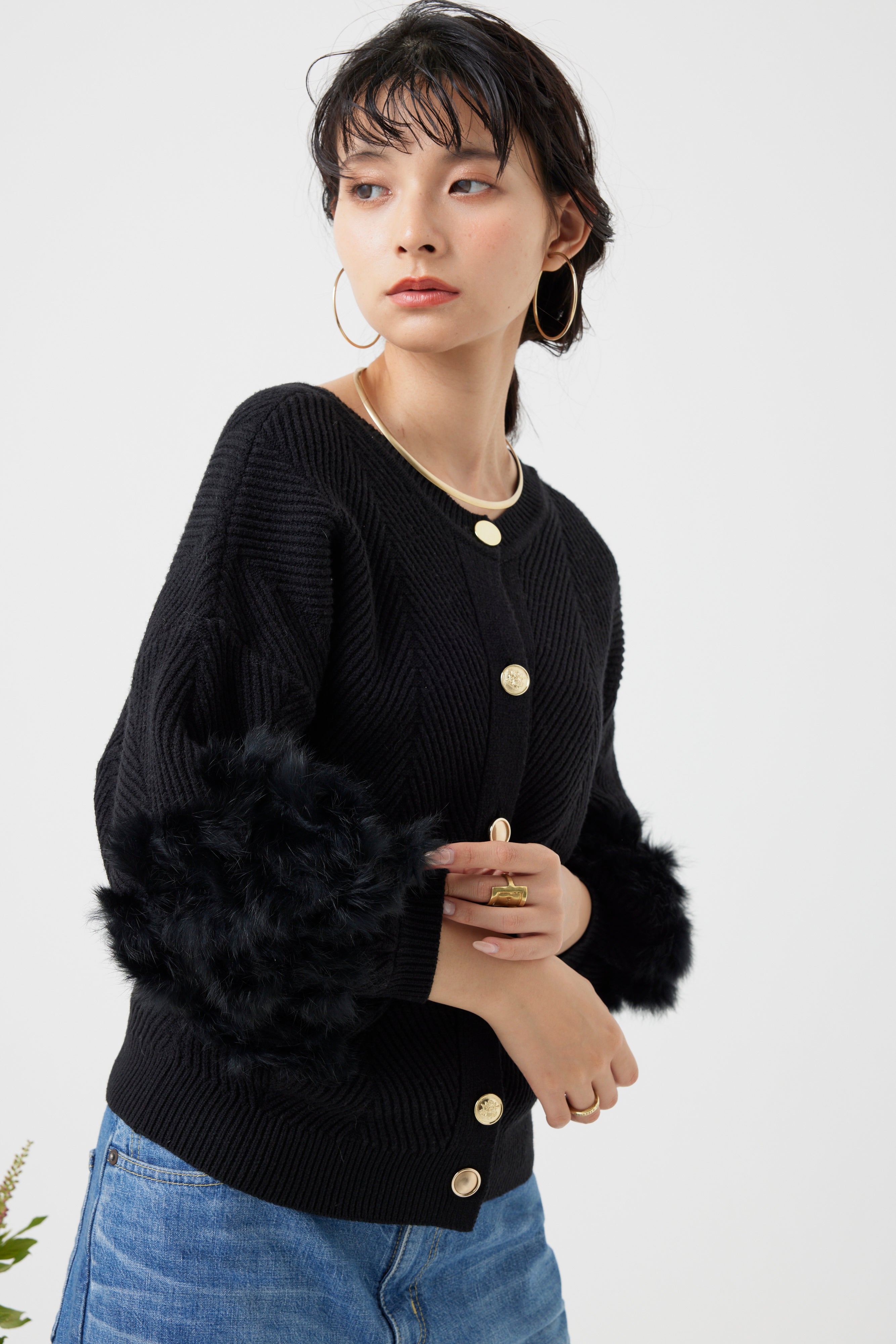 ラビットファー2WAYニットカーディガン(6262-467)