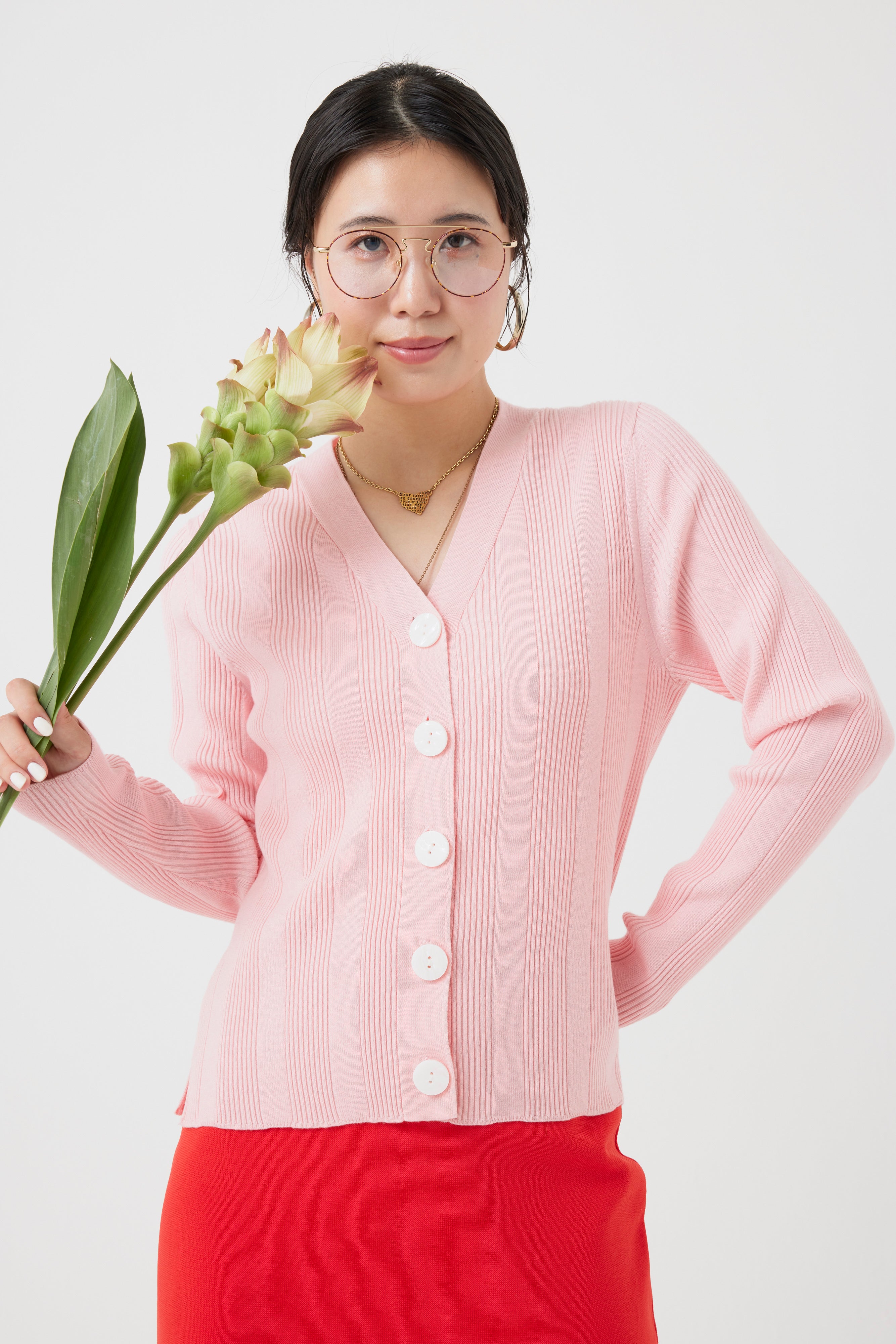 リブ編みカーディガン(6262-461)