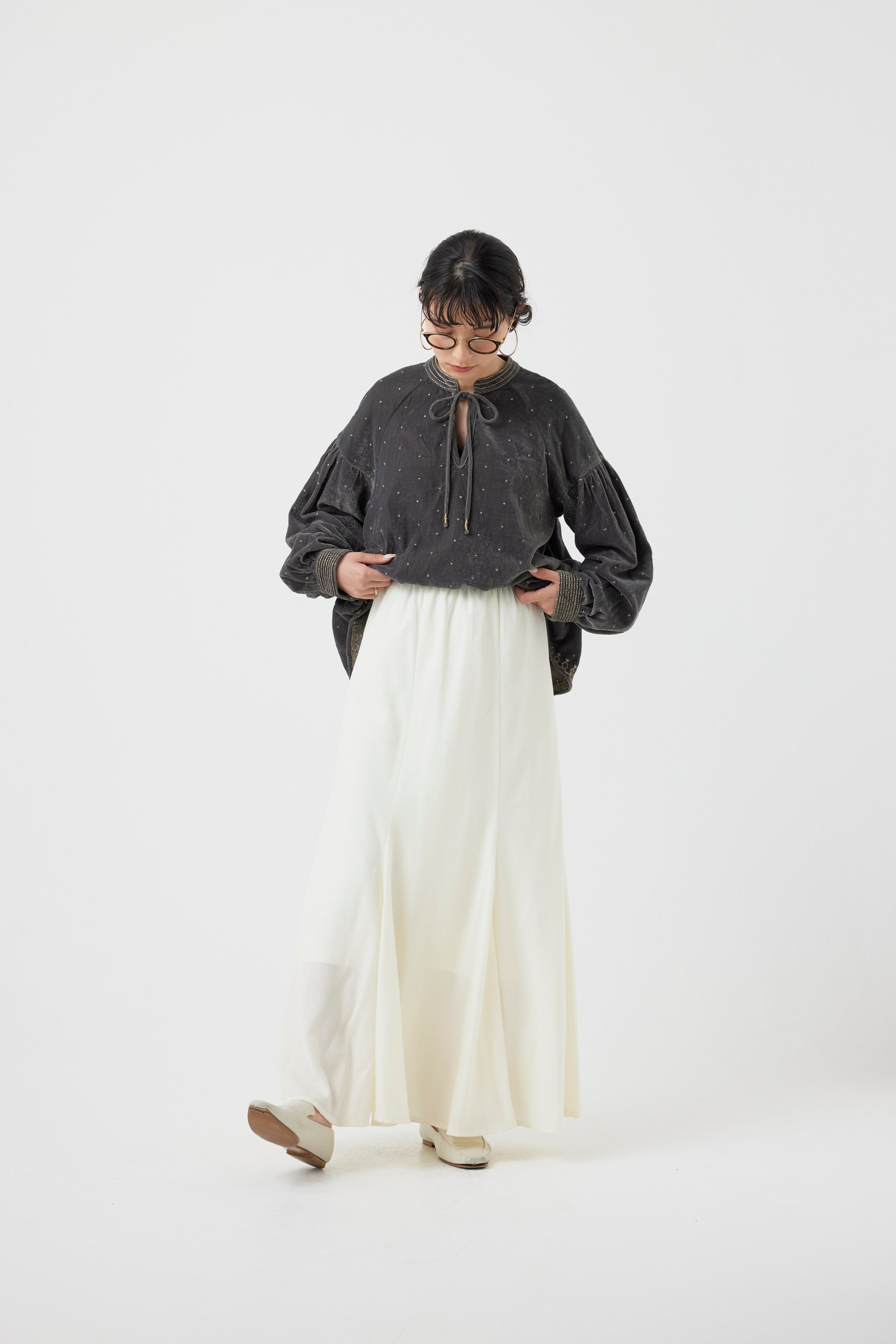 インドベロアドット刺繍ブラウス(6261-358)