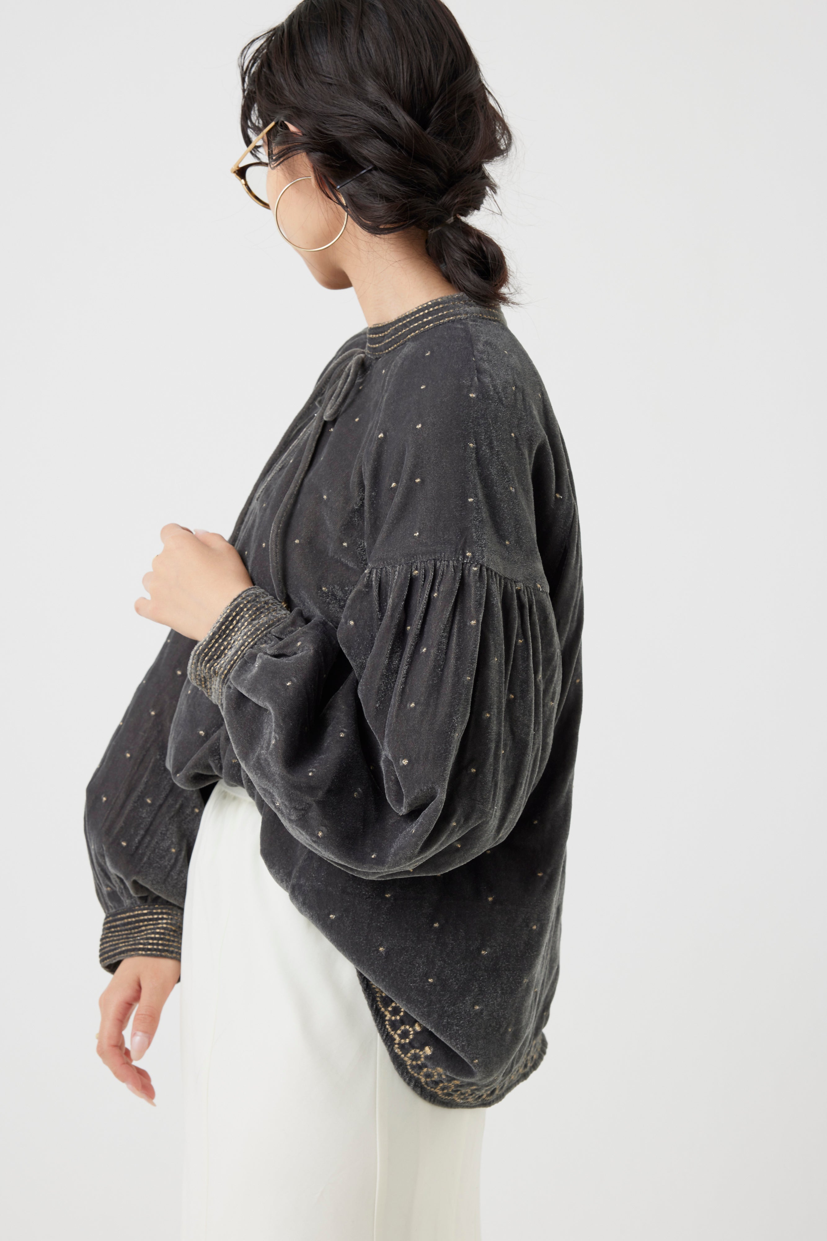 【 9/12 ご予約開始 】インドベロアドット刺繍ブラウス(6265-358)