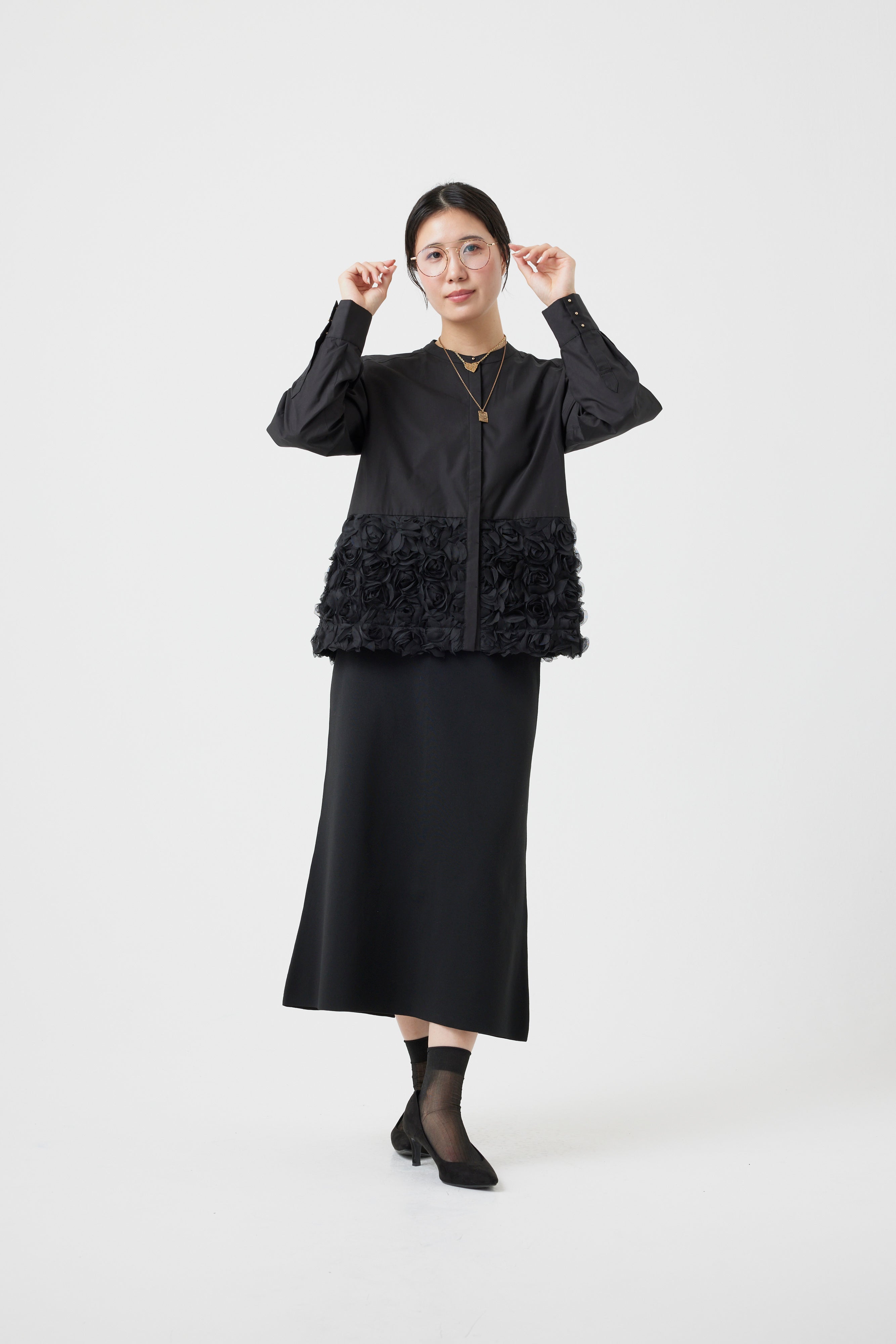 フラワーチュールパターンブラウス(6262-456)