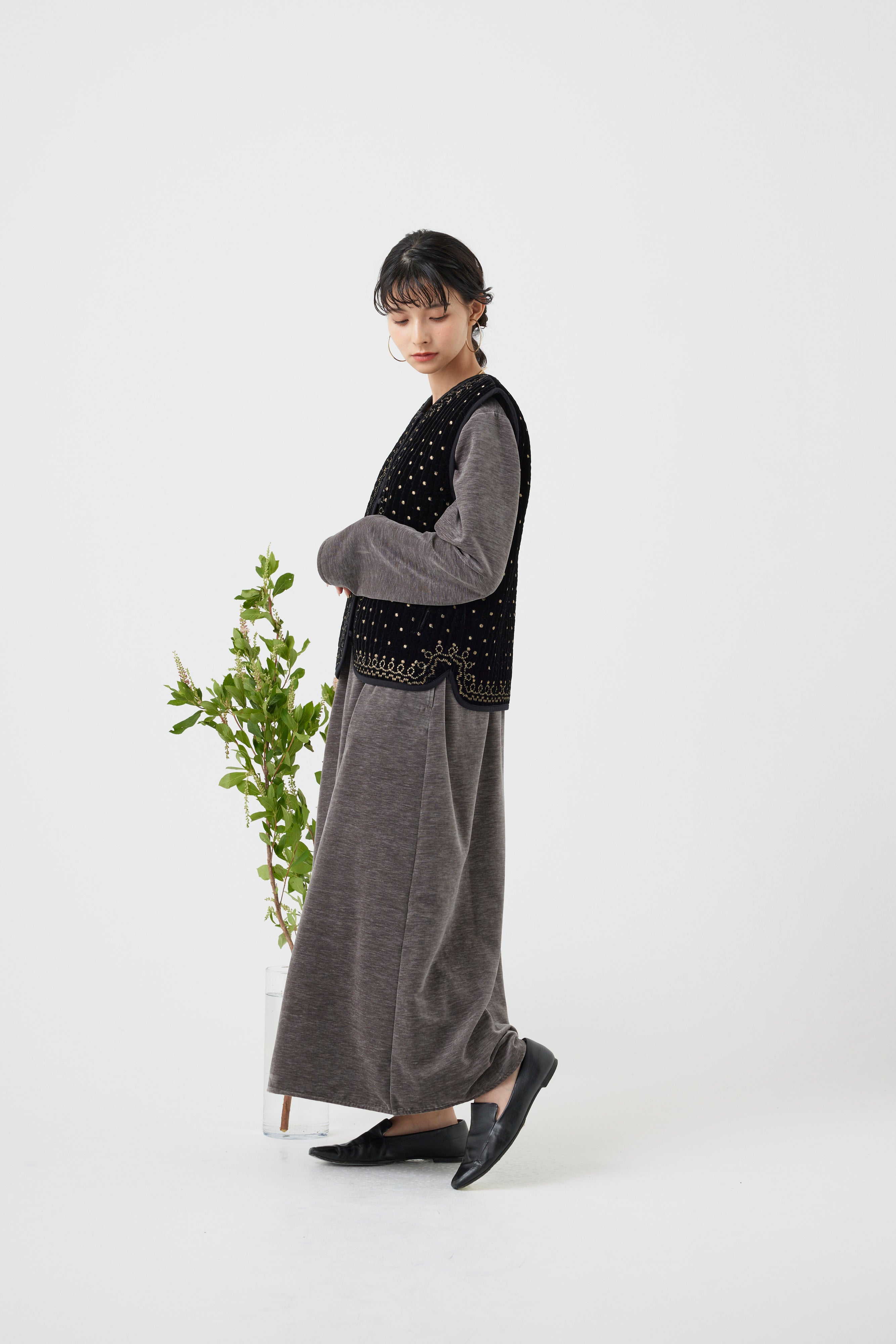 ヴィンテージ調オリジナル刺繍ベスト(6261-355)