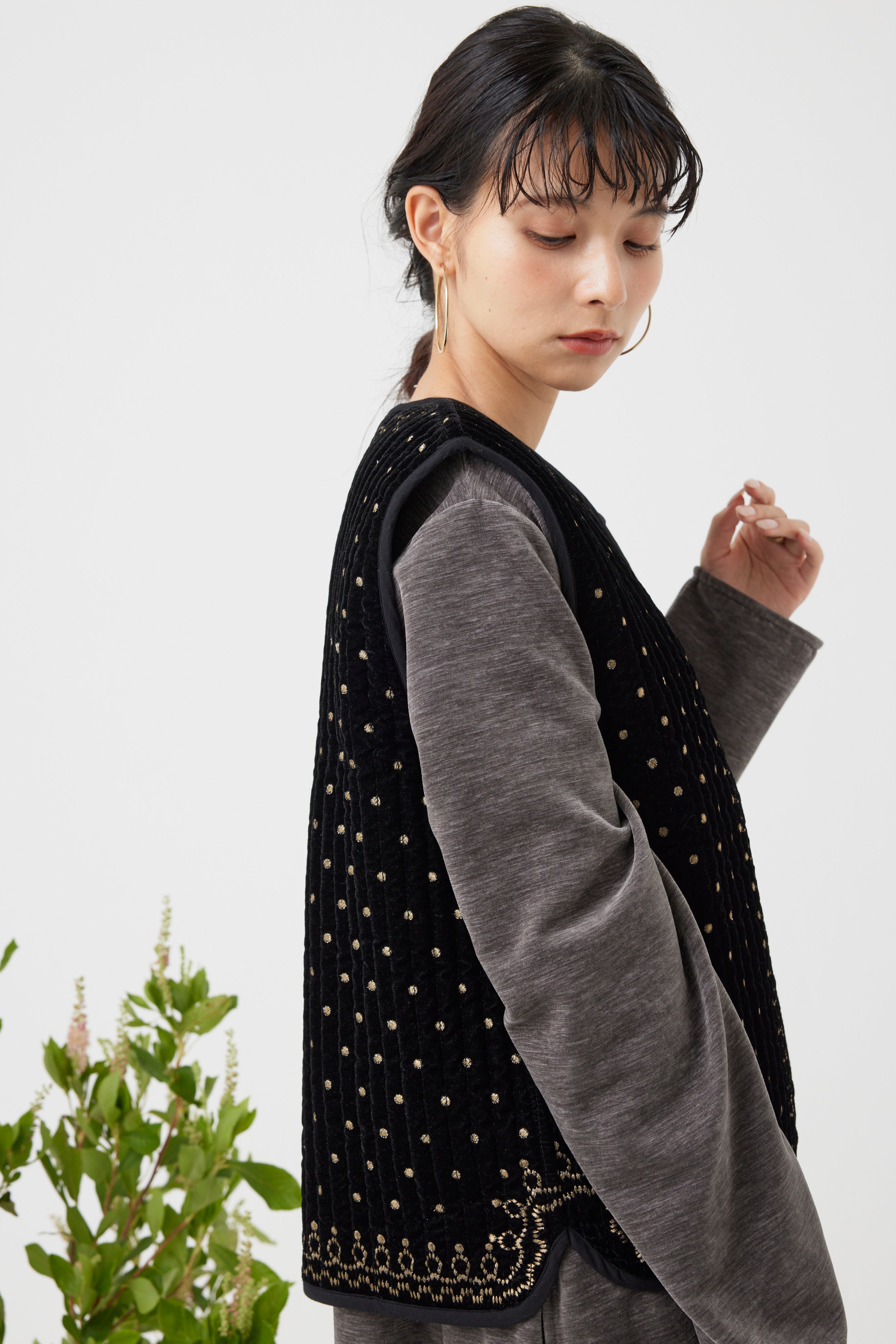 ヴィンテージ調オリジナル刺繍ベスト(6261-355)