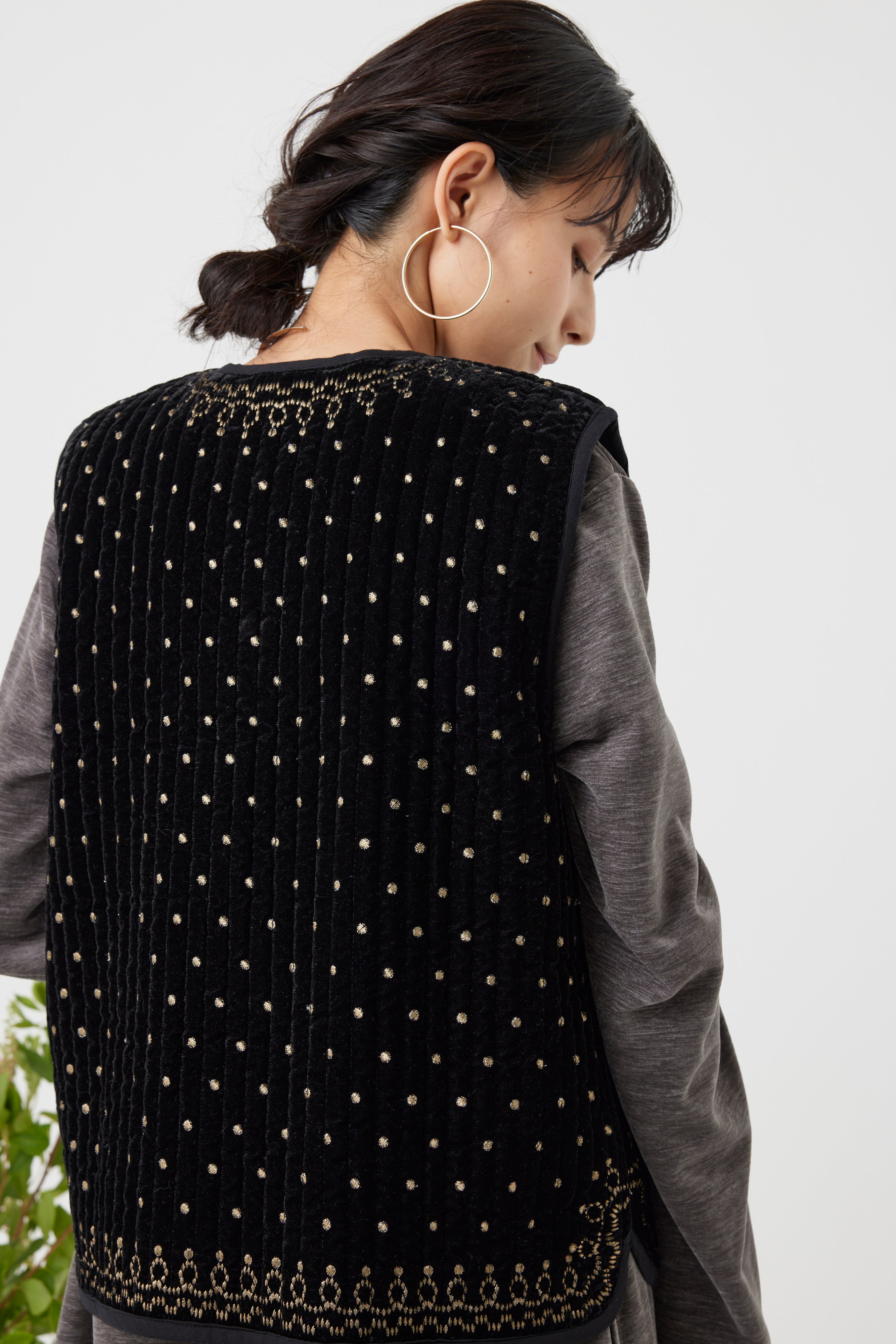 ヴィンテージ調オリジナル刺繍ベスト(6261-355)