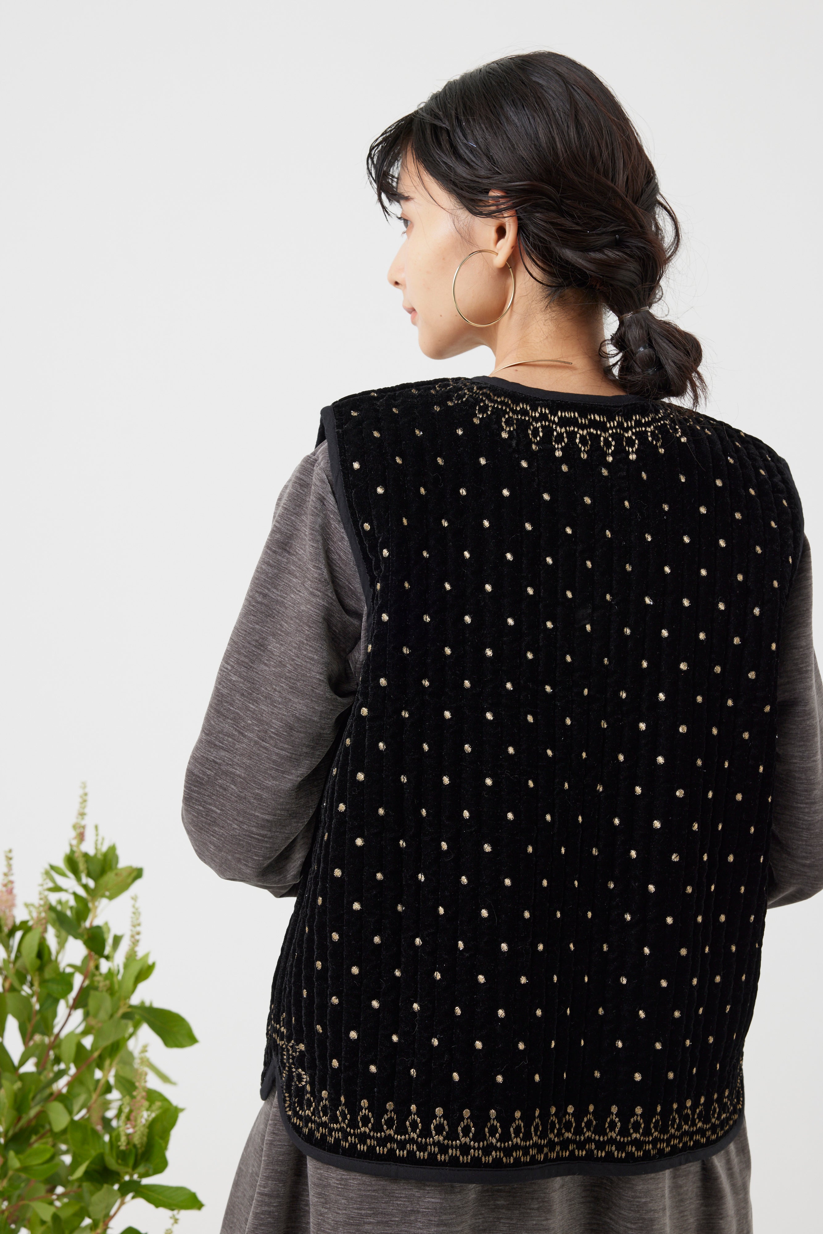 ヴィンテージ調オリジナル刺繍ベスト(6261-355)