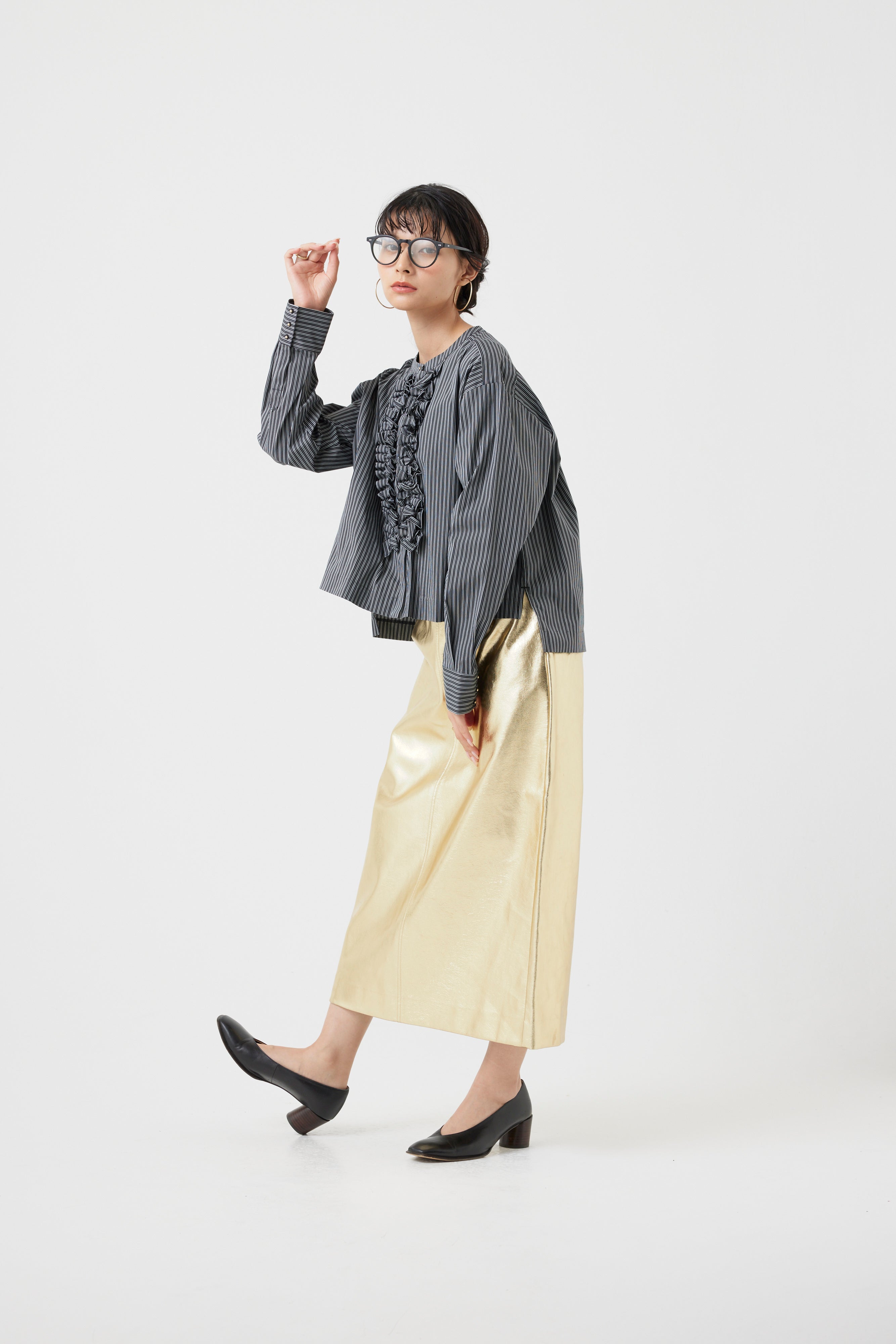 フリルストライプブラウス(6262-450)