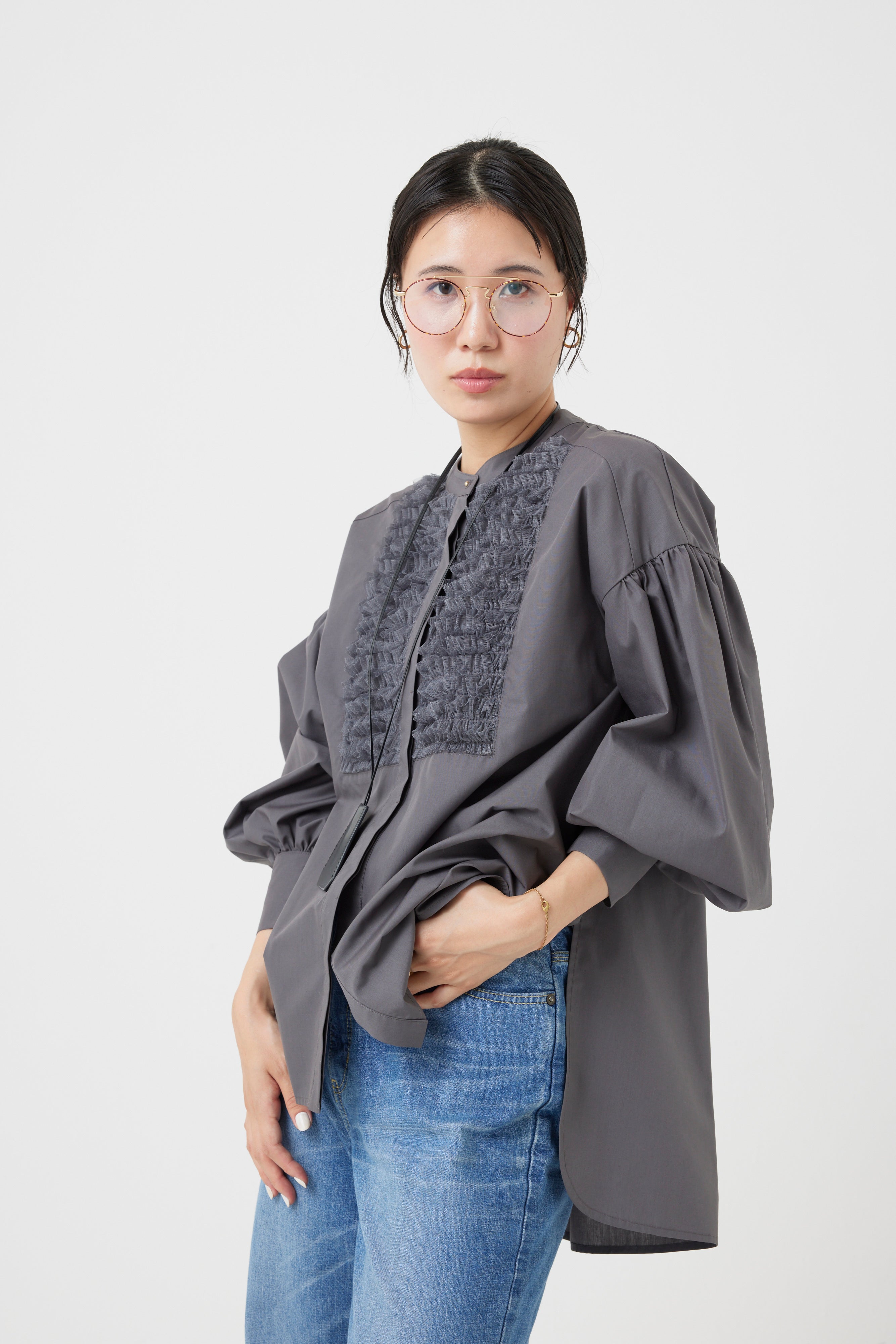 チュールフリルブラウス(6262ー457)