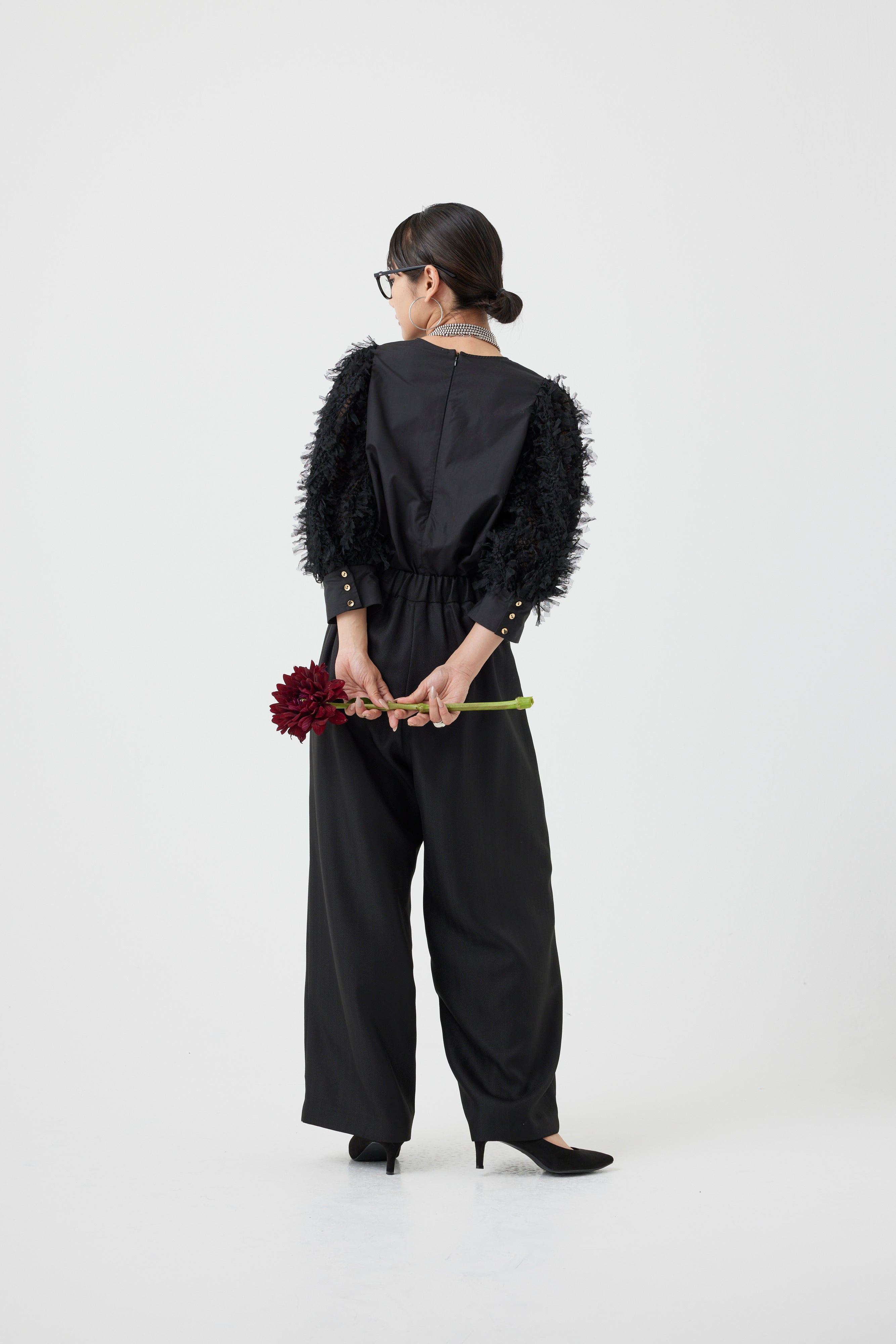 チュール袖デザインブラウス(6260-379)