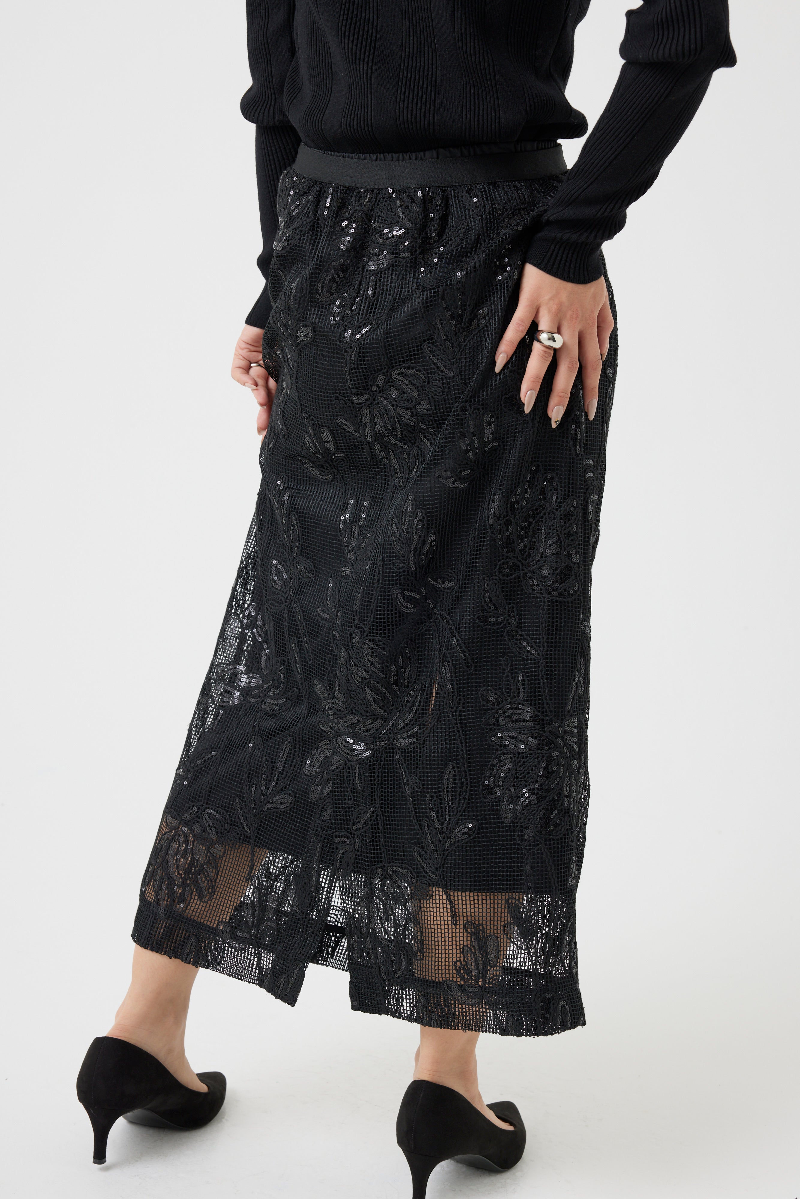 ボタニカルパターンスパングルスカート(6260-373)