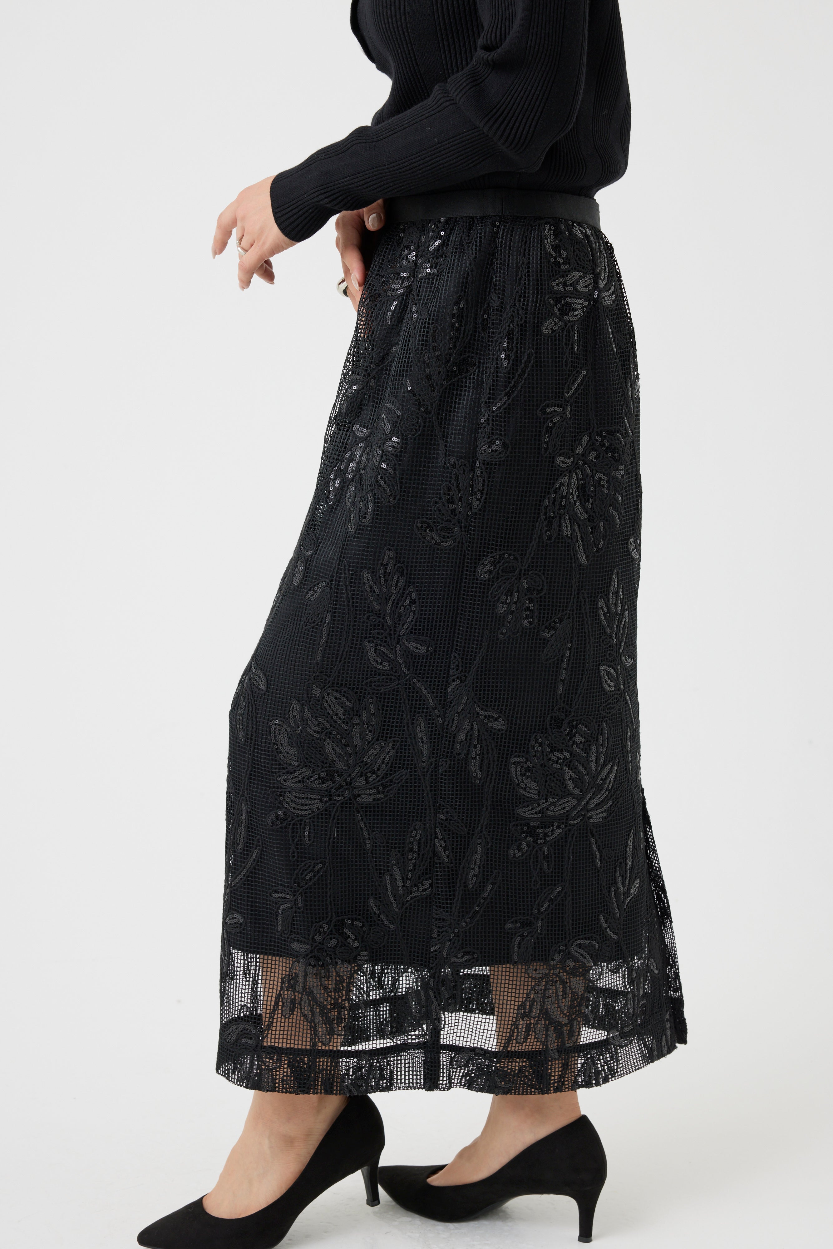 ボタニカルパターンスパングルスカート(6260-373)