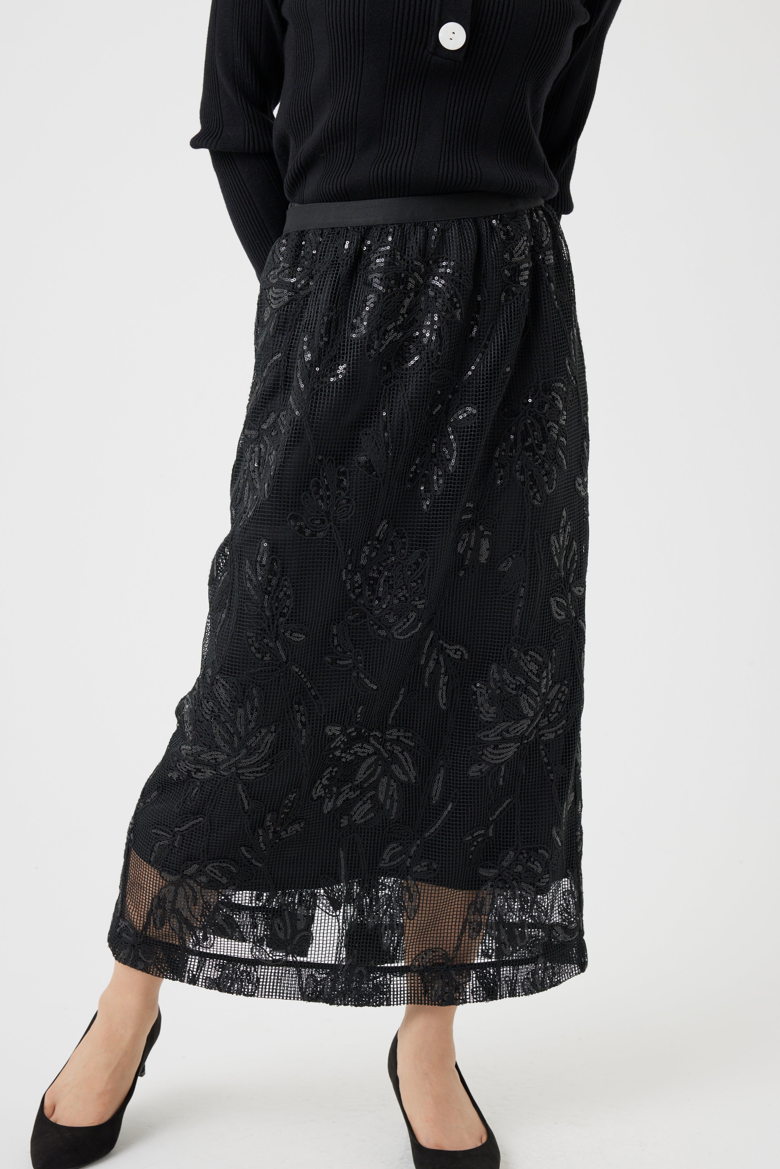 ボタニカルパターンスパングルスカート(6260-373)