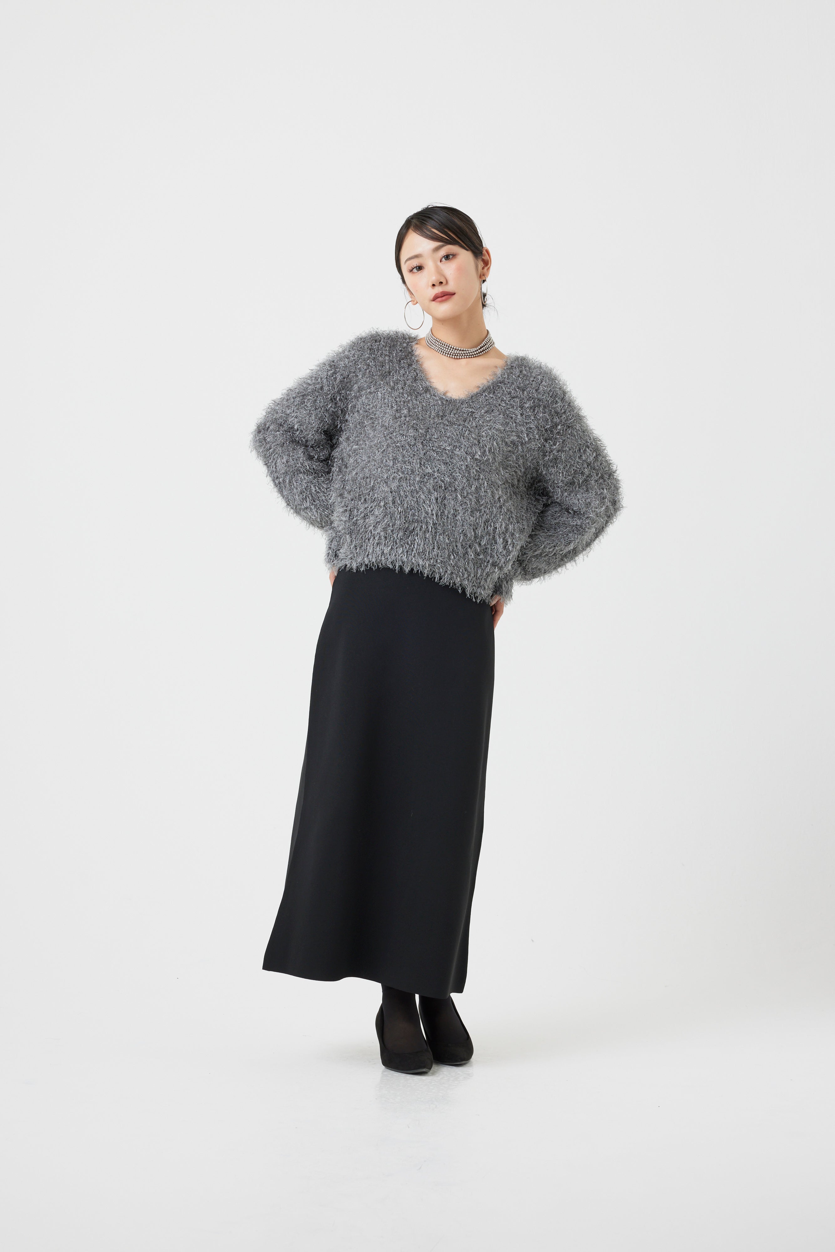 シャギーVネックニットトップス(6255-388.6262-483)