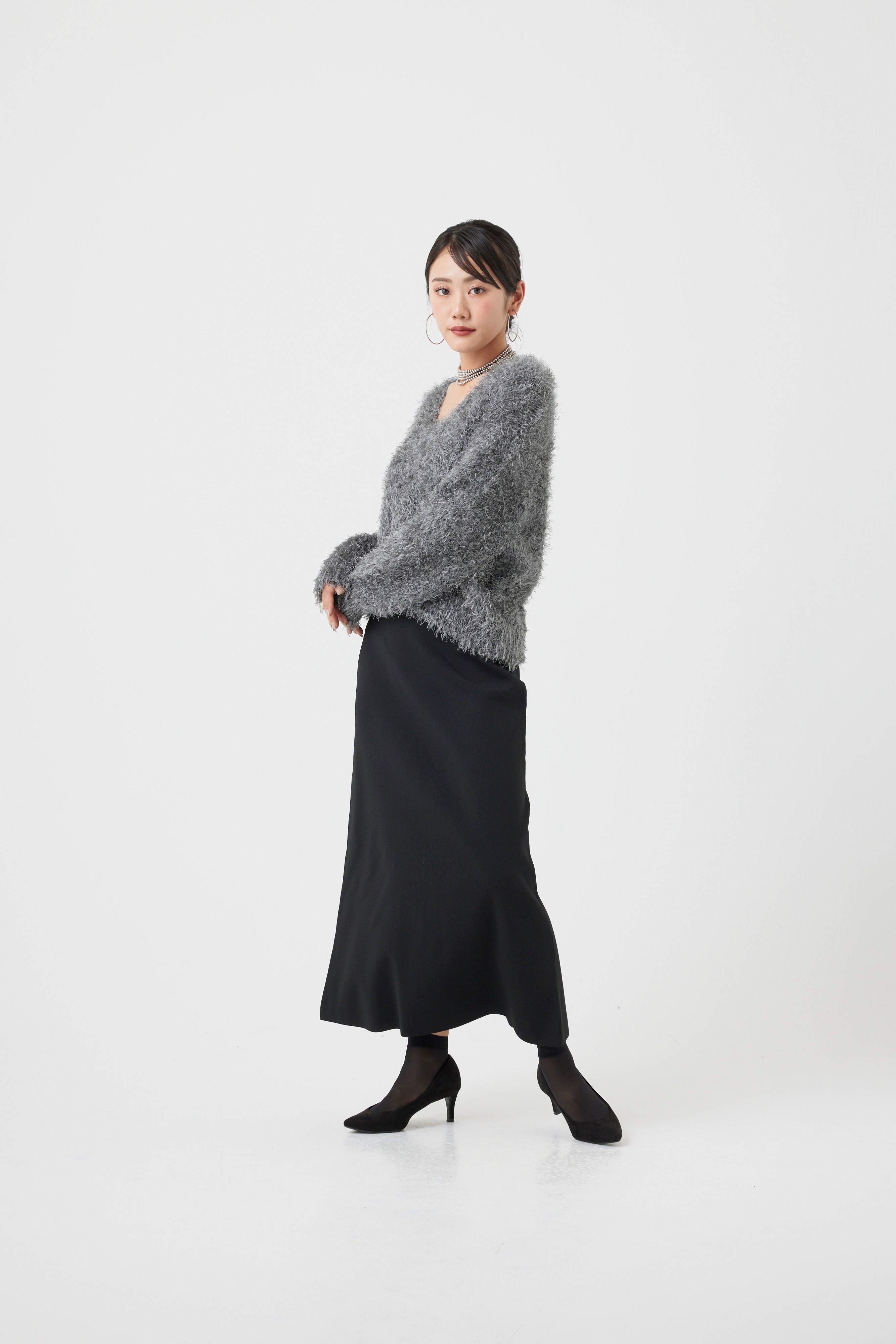 シャギーVネックニットトップス(6255-388.6262-483)