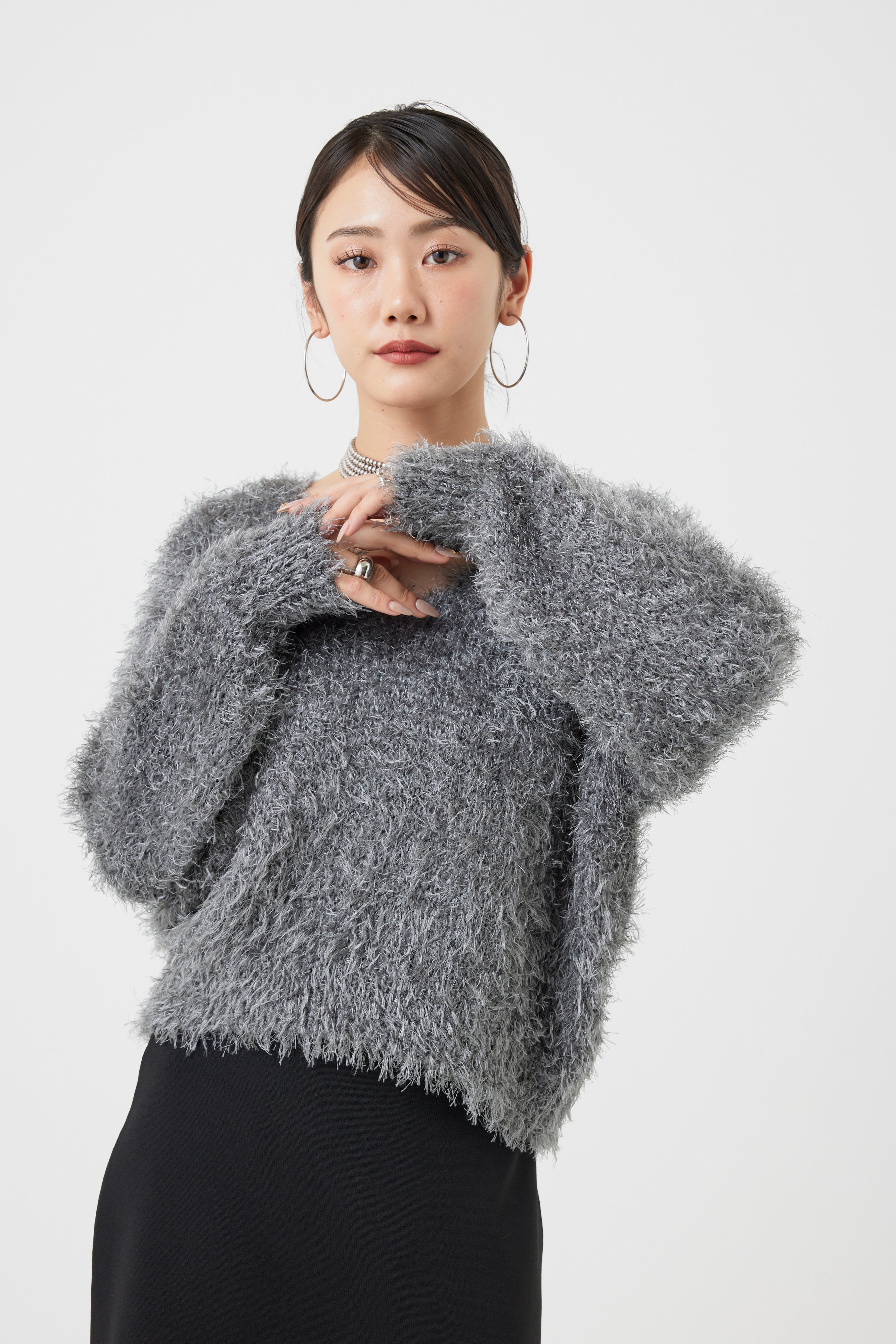 シャギーVネックニットトップス(6255-388.6262-483)