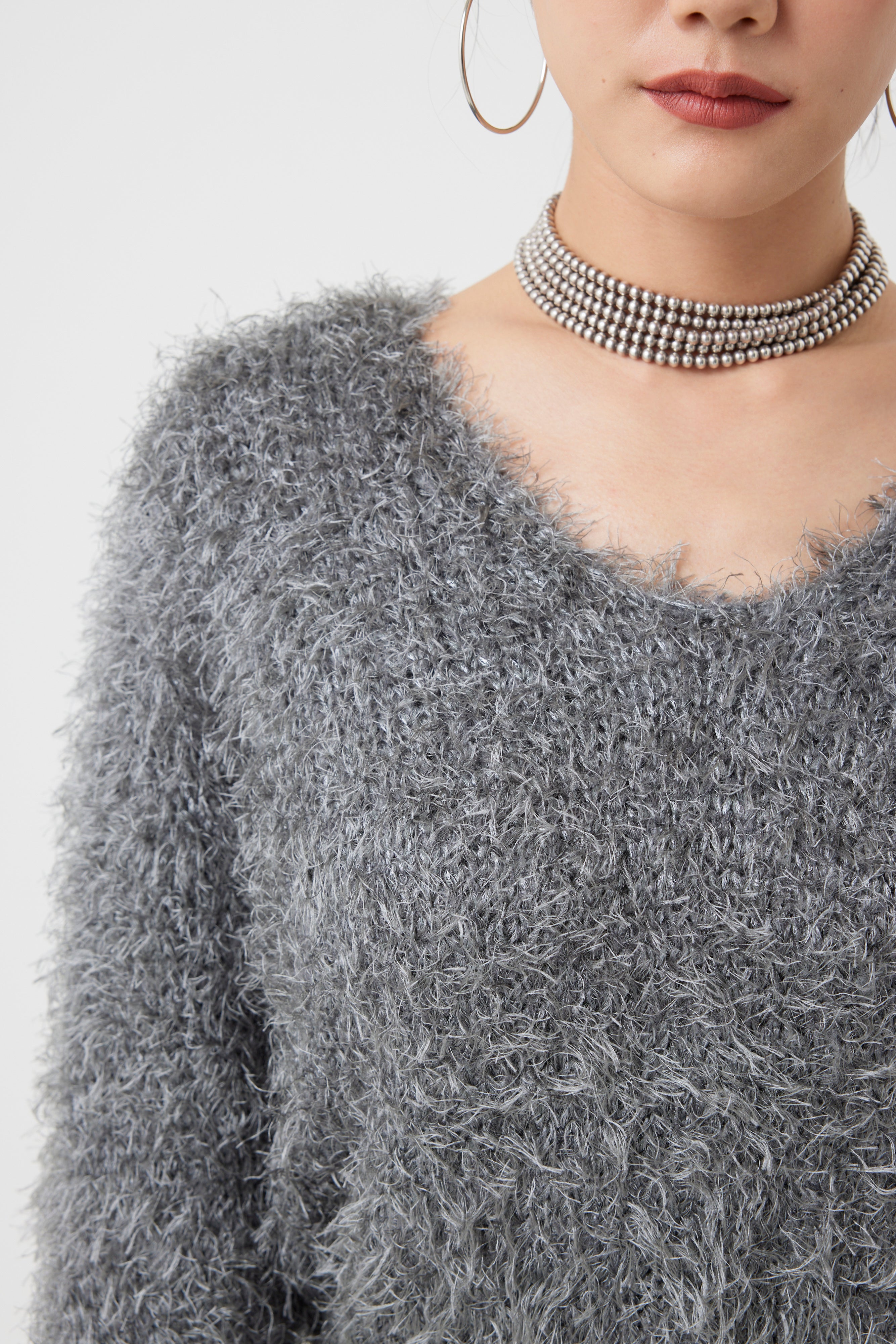 シャギーVネックニットトップス(6255-388.6262-483)