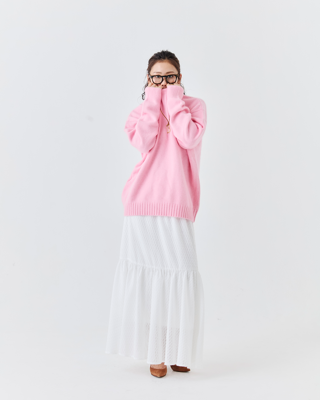 ラクーン混ベーシック2WAYネックトップス(6263-530)