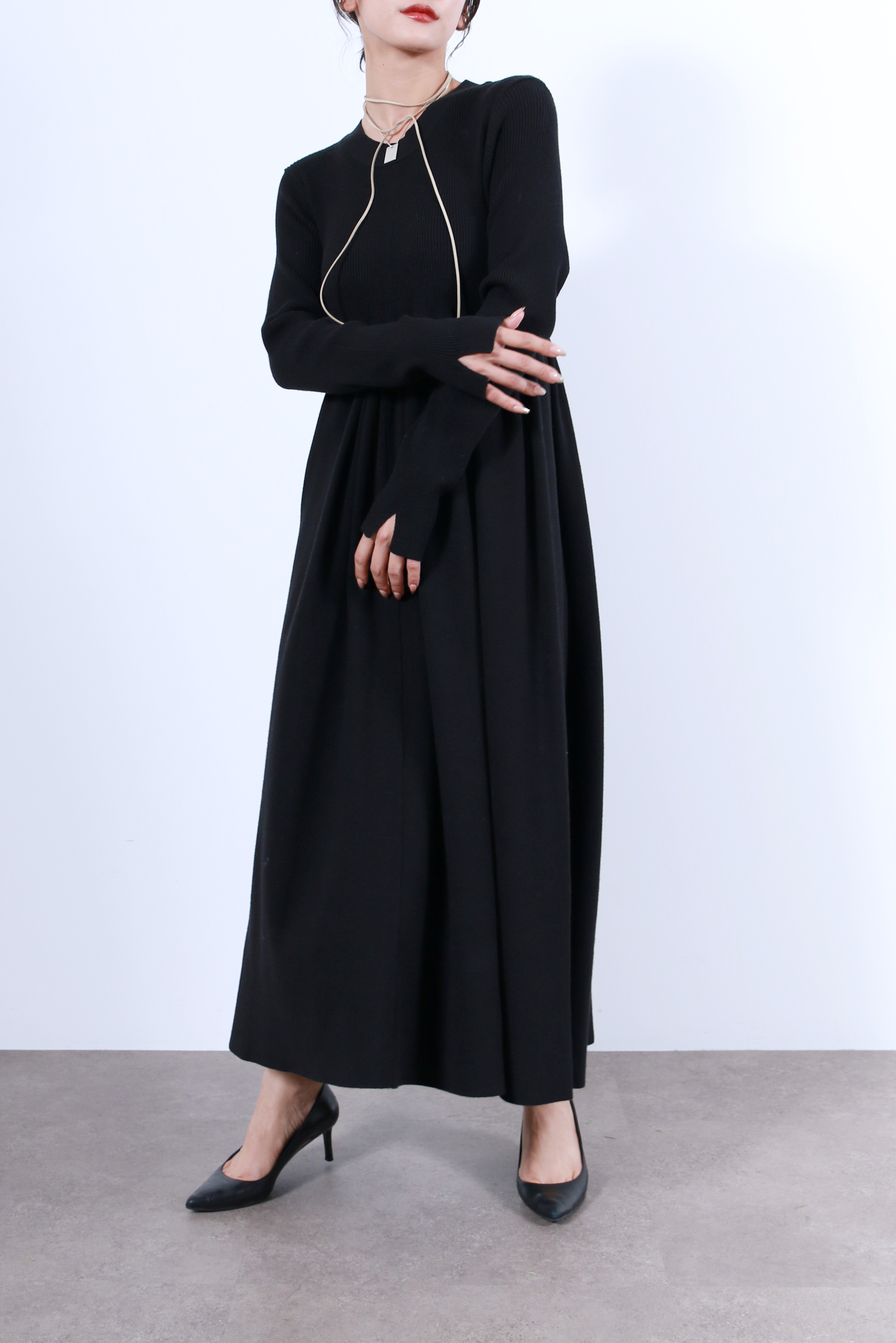 リブニットフレアーワンピース(6263-508)