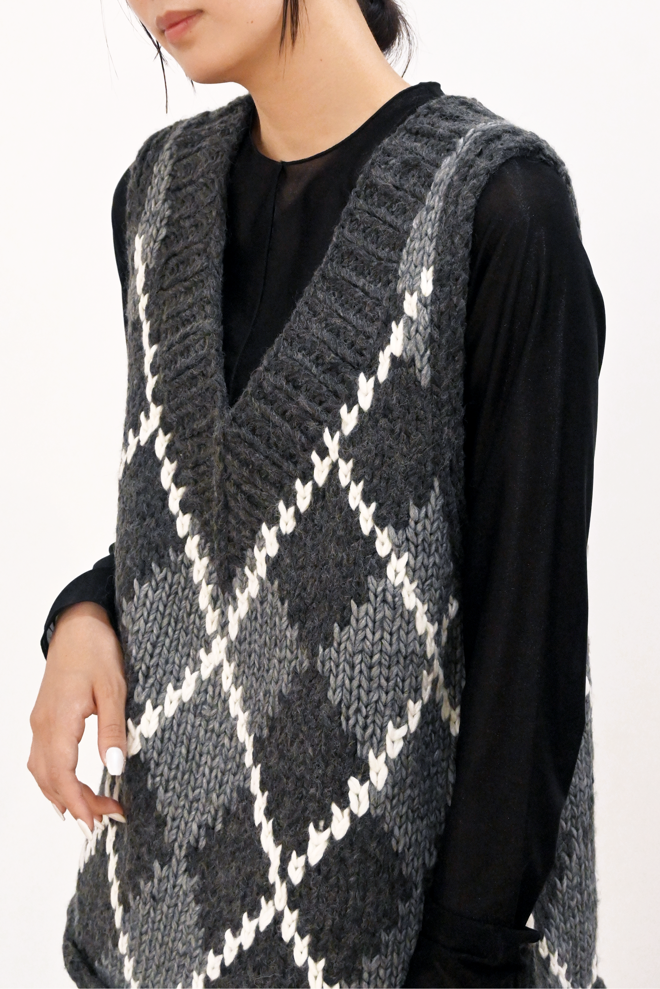 ハンドメイドカウチンニットベスト(6262-468)