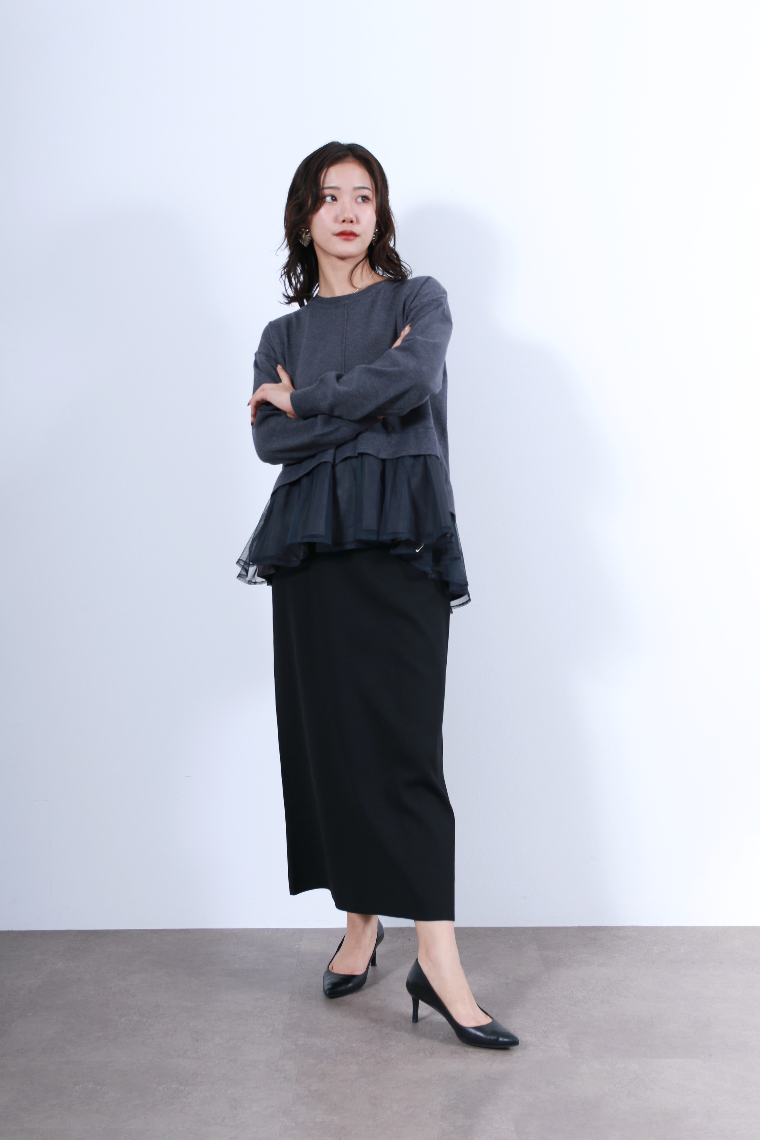 裾チュールニットトップス(6263-509)