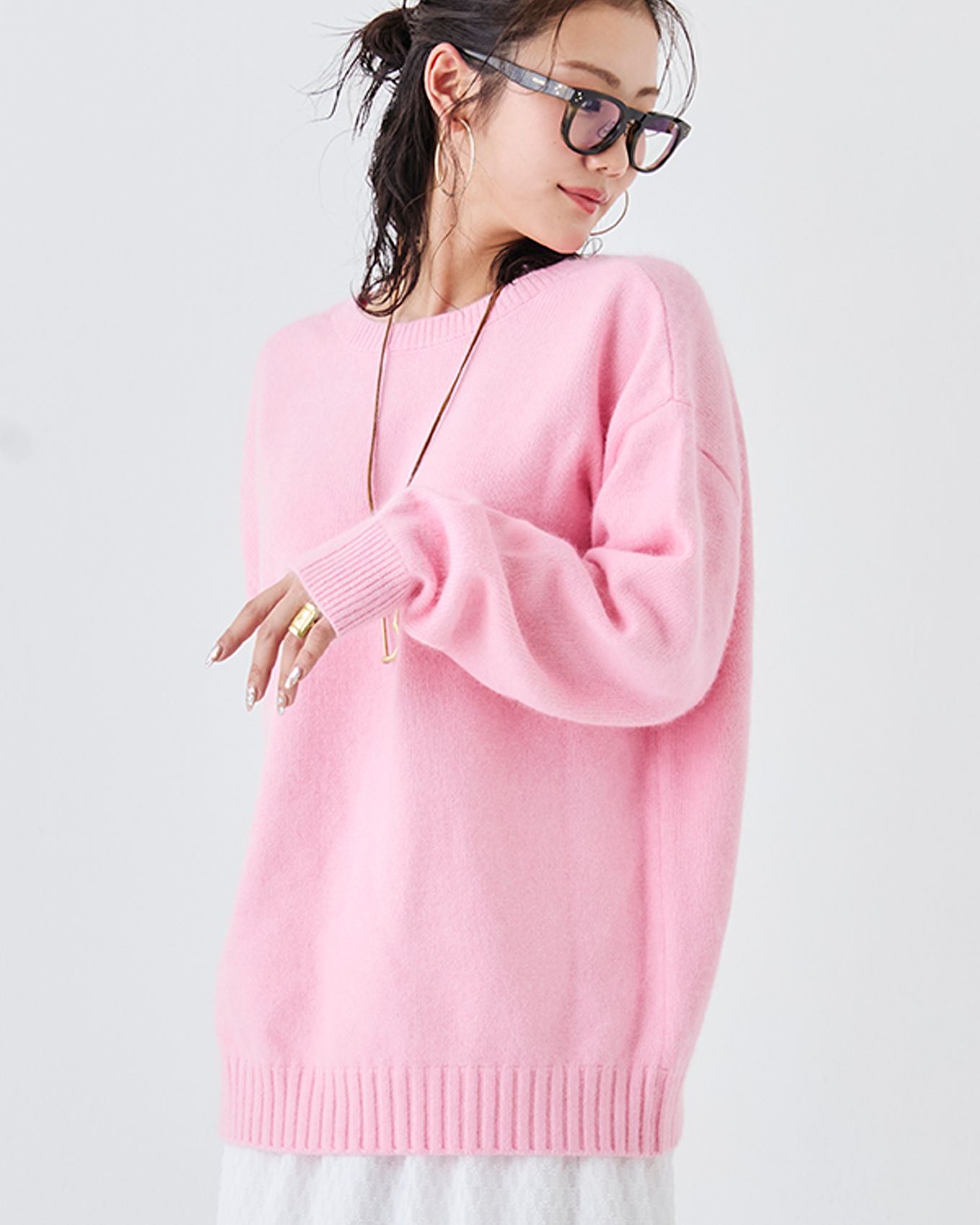 ラクーン混ベーシック2WAYネックトップス(6263-530)