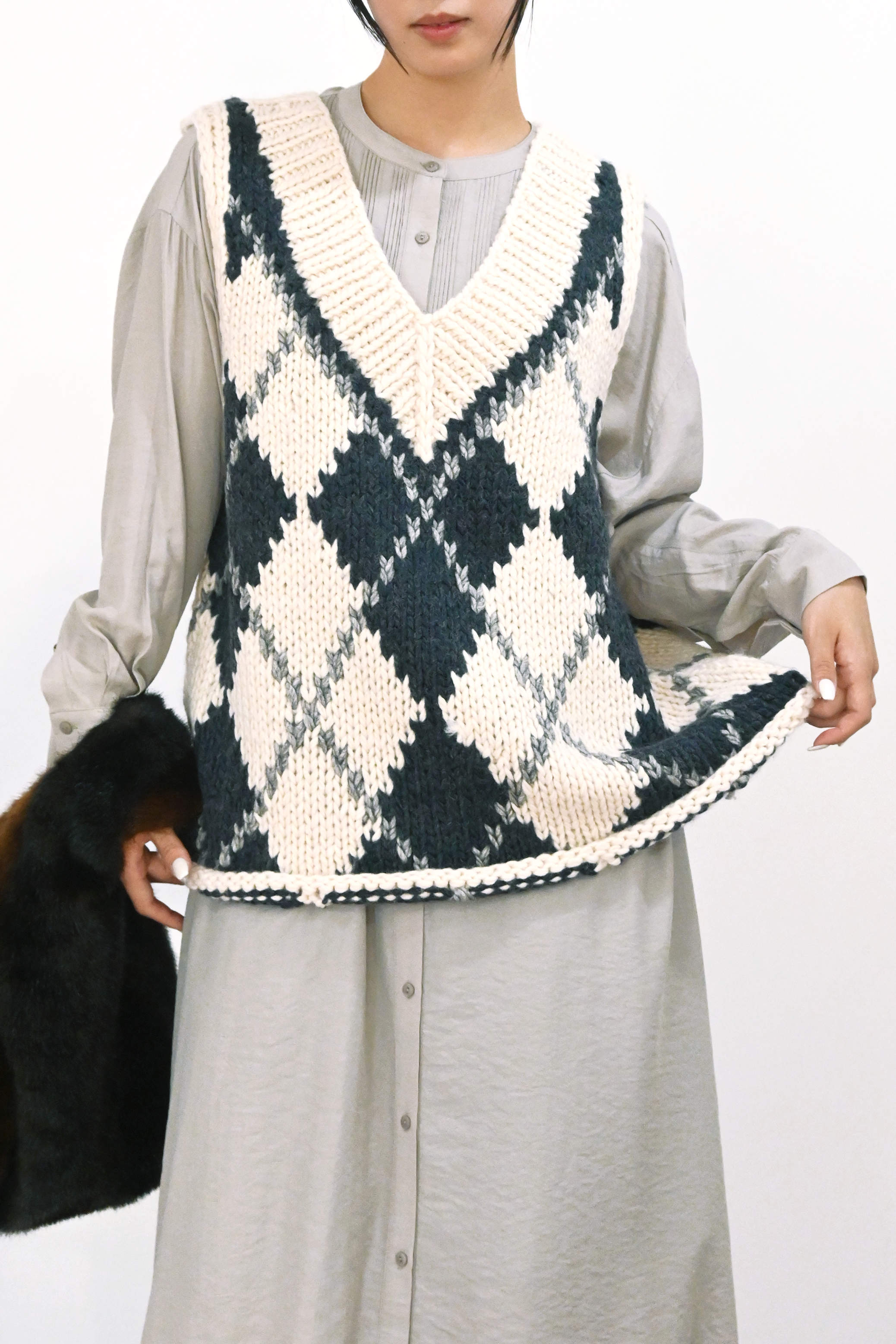 ハンドメイドカウチンニットベスト(6262-468)