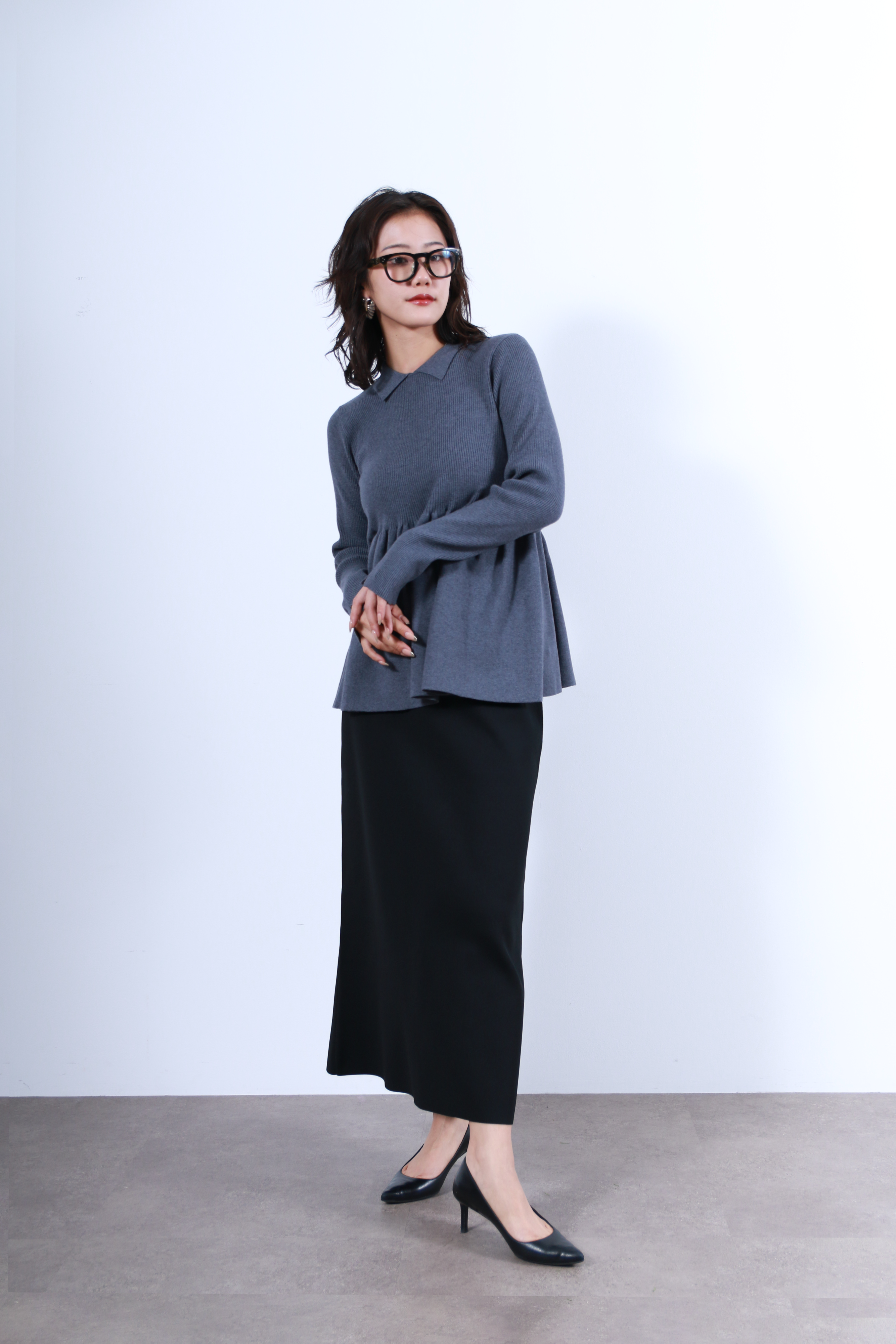 衿付リブニットフレアトップス(6263-507)