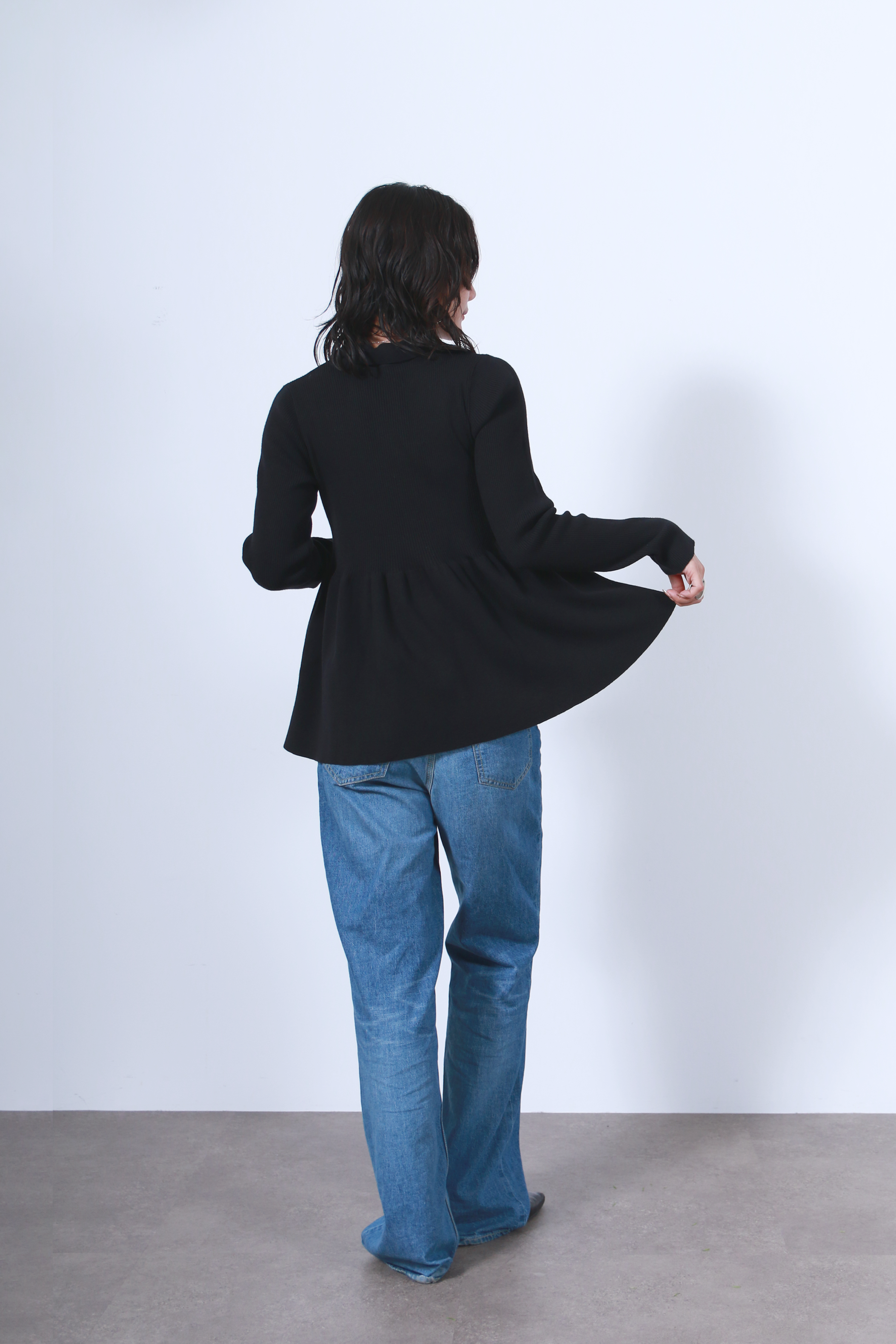 衿付リブニットフレアトップス(6263-507)