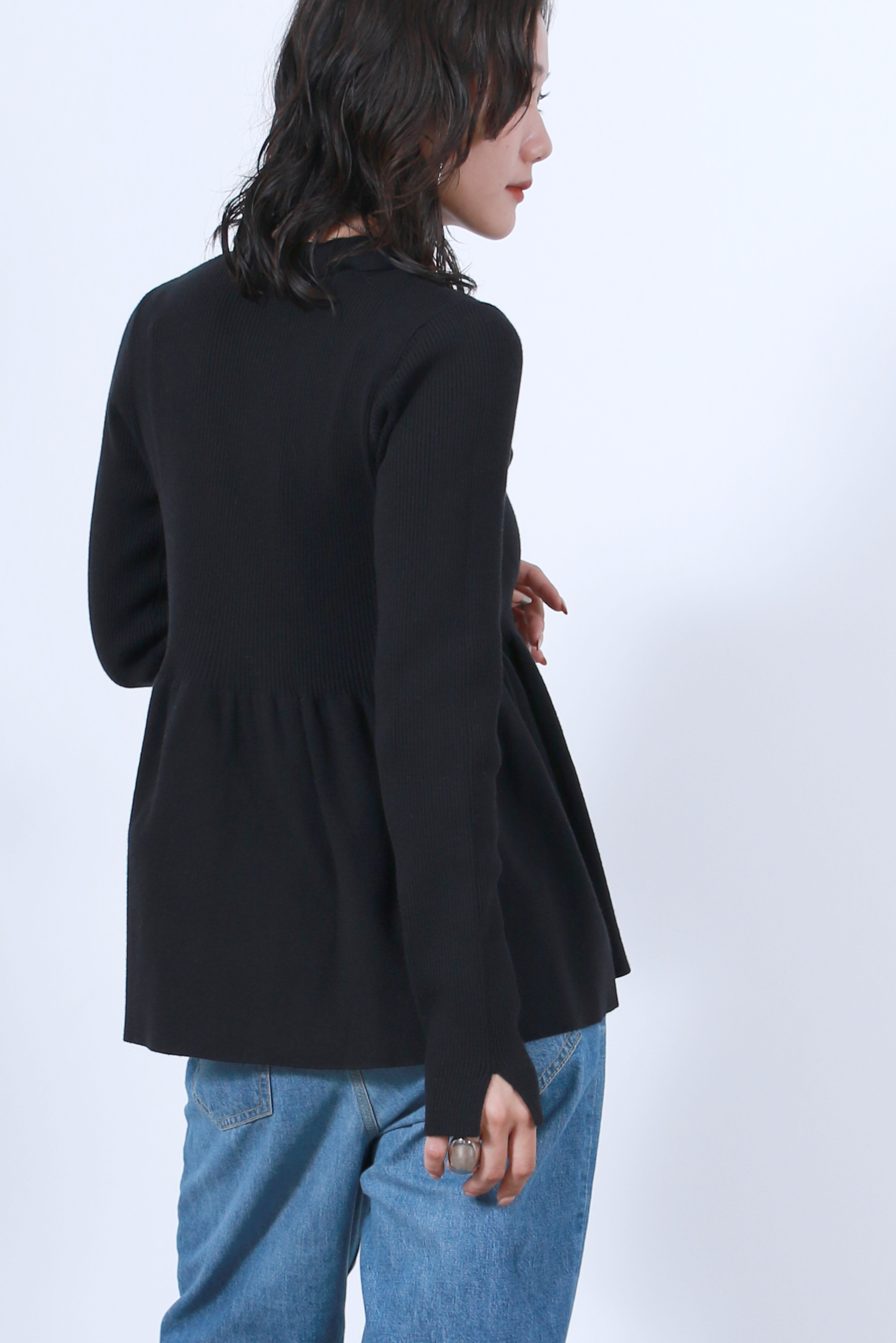 衿付リブニットフレアトップス(6263-507)