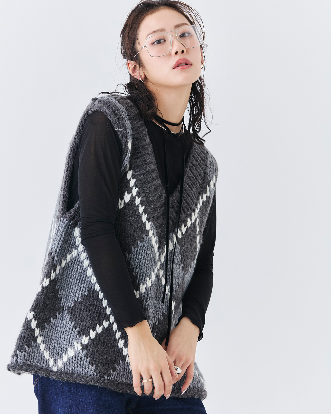 ハンドメイドカウチンニットベスト(6262-468)