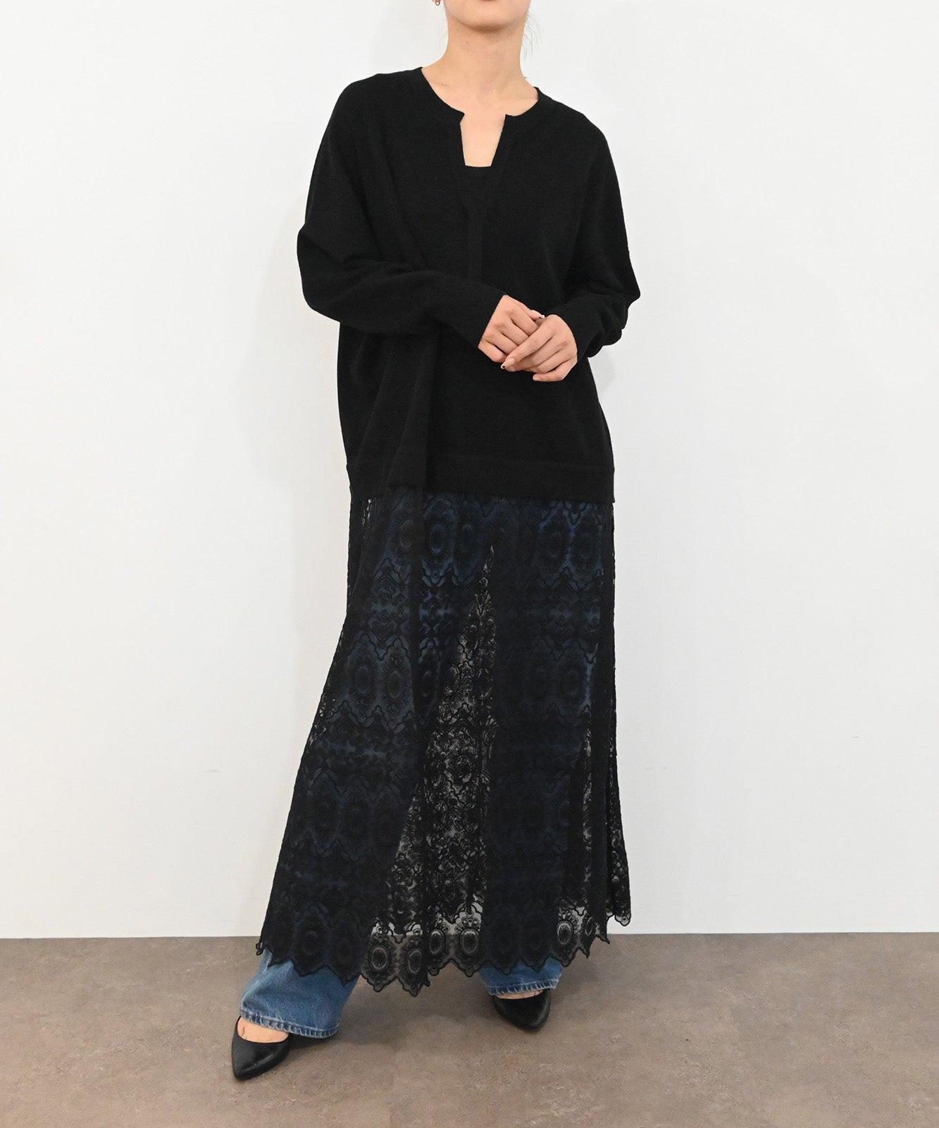 ニット×レースワンピース(6263-512)