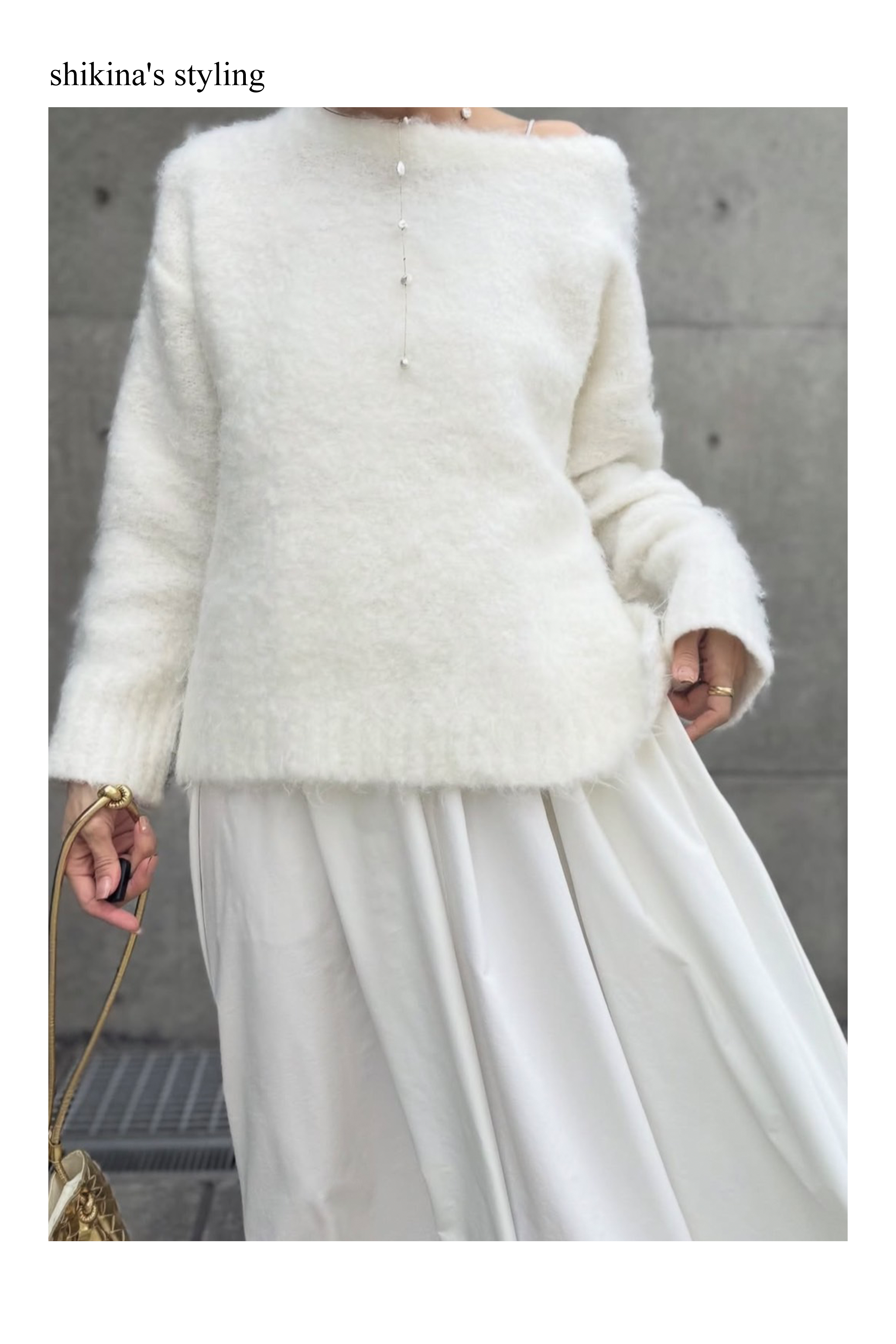 【Shikina×TORRAZZO】2WAYニット×ボリュームドレス(6265-302) 05.WHITE