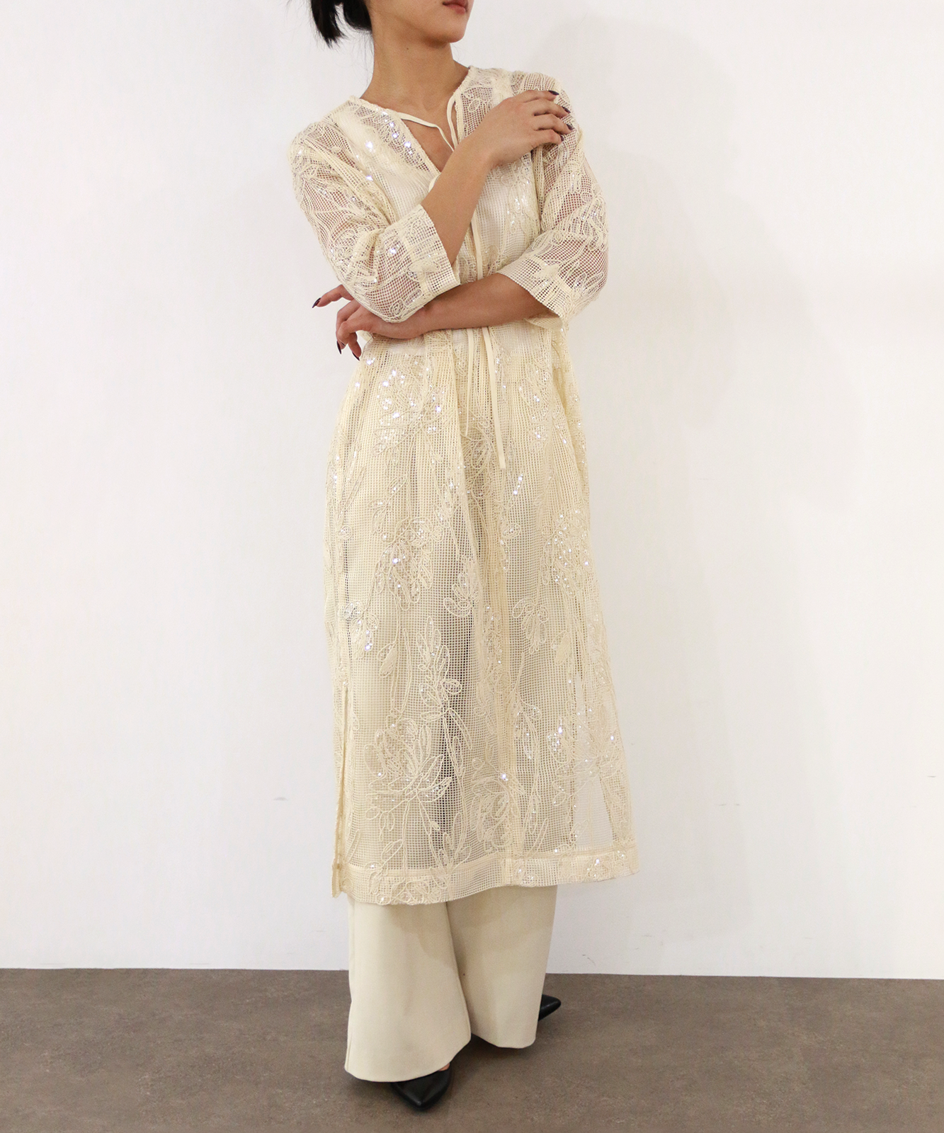 ボタニカルパターンスパングルワンピース(6260-374)