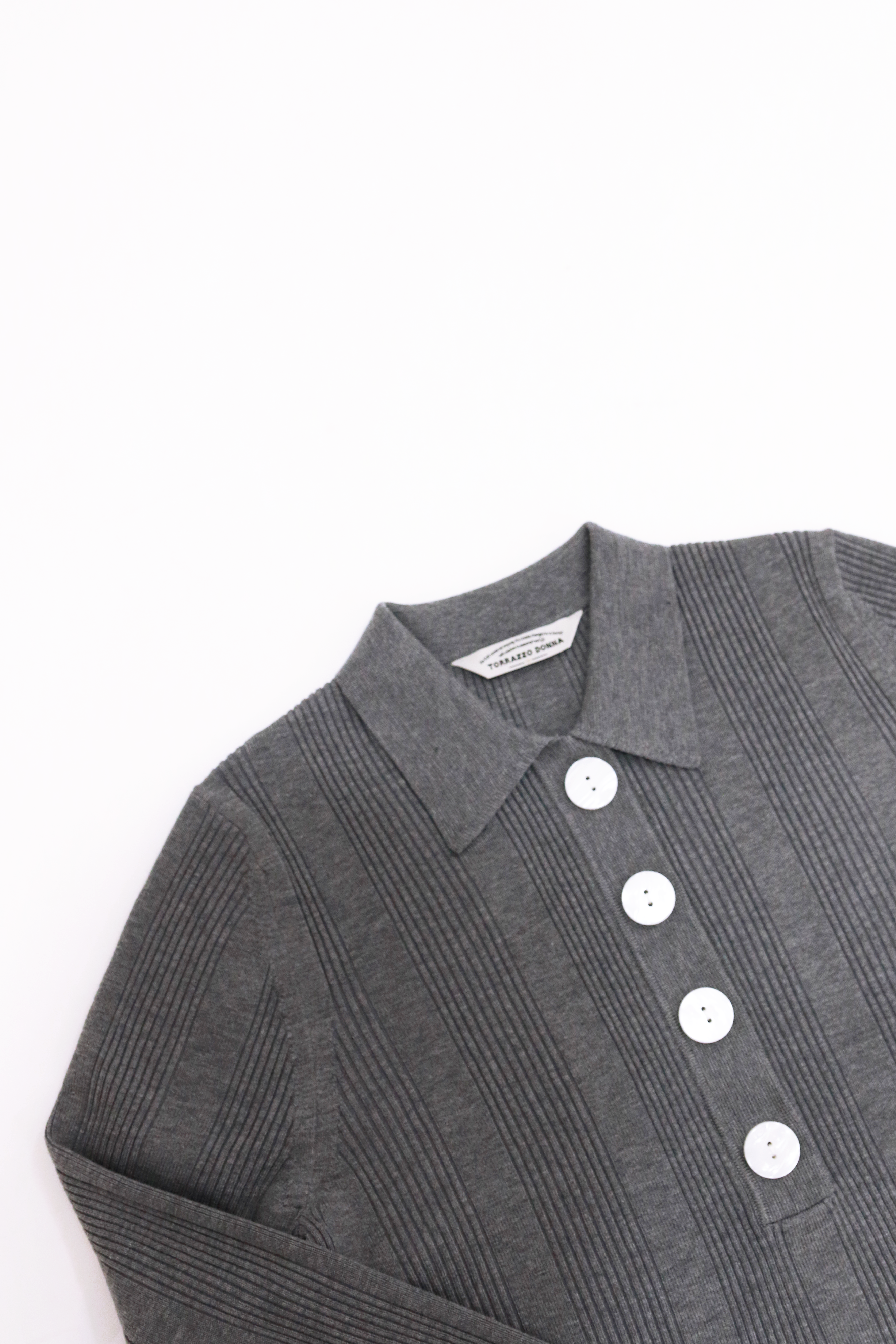 リブ編みポロニットトップス(6262-462)