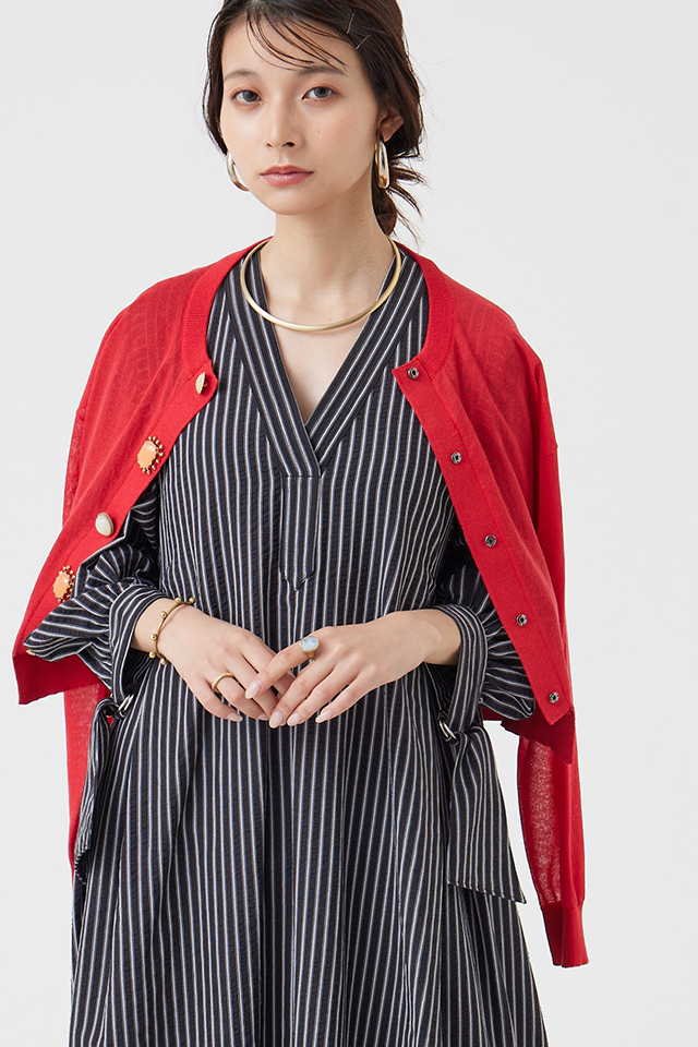 麻混ビジューカーディガン(6251-680)