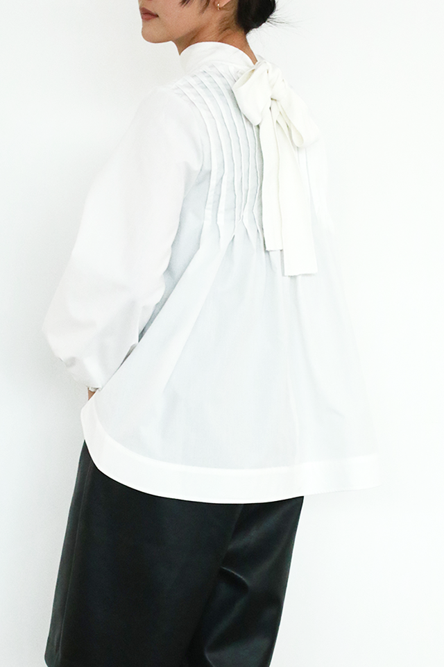 ニット×ブロード布帛 ハイネックブラウス(6255-371 / 6262ー484)