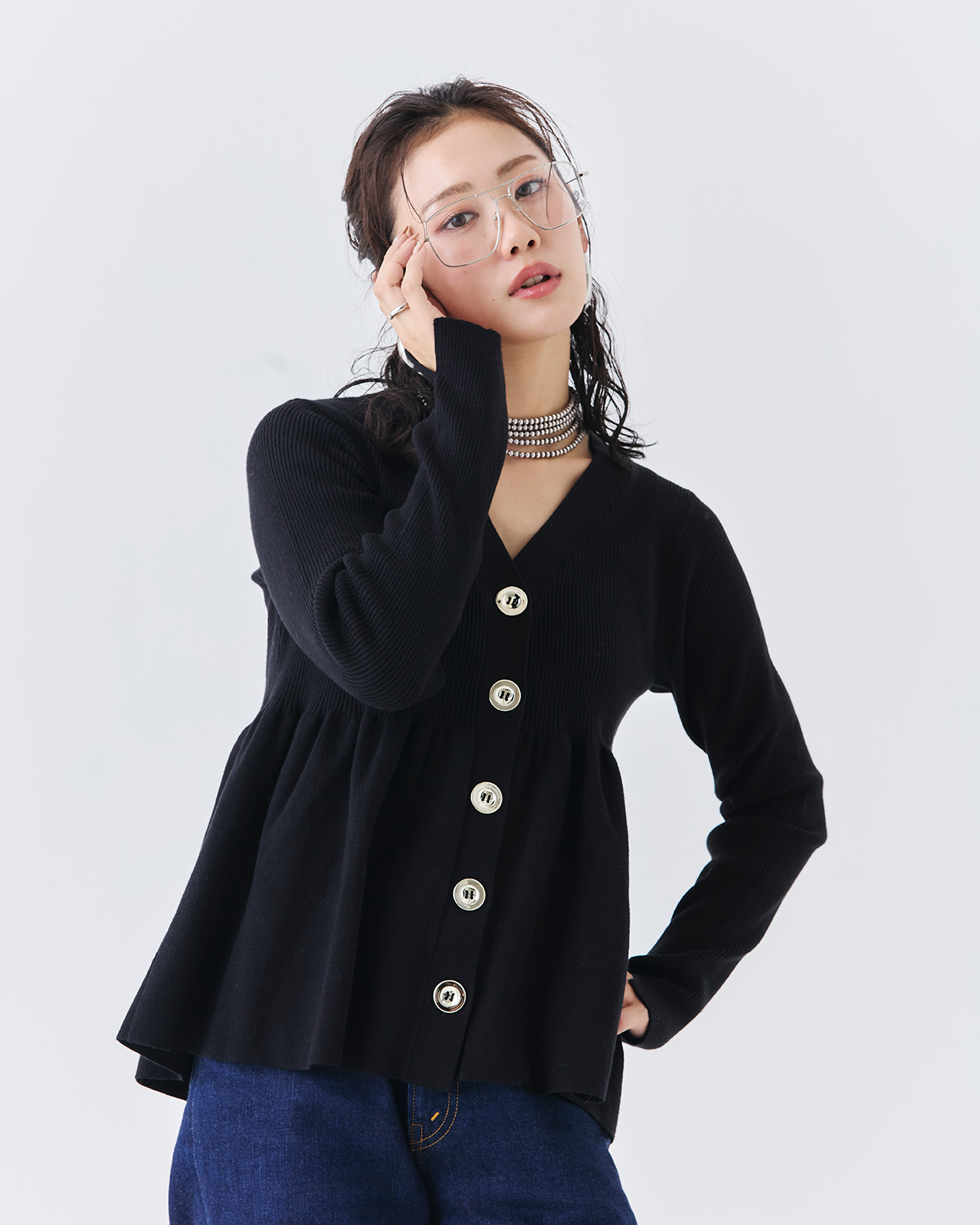 リブニットフレアカーディガン(6263-506)