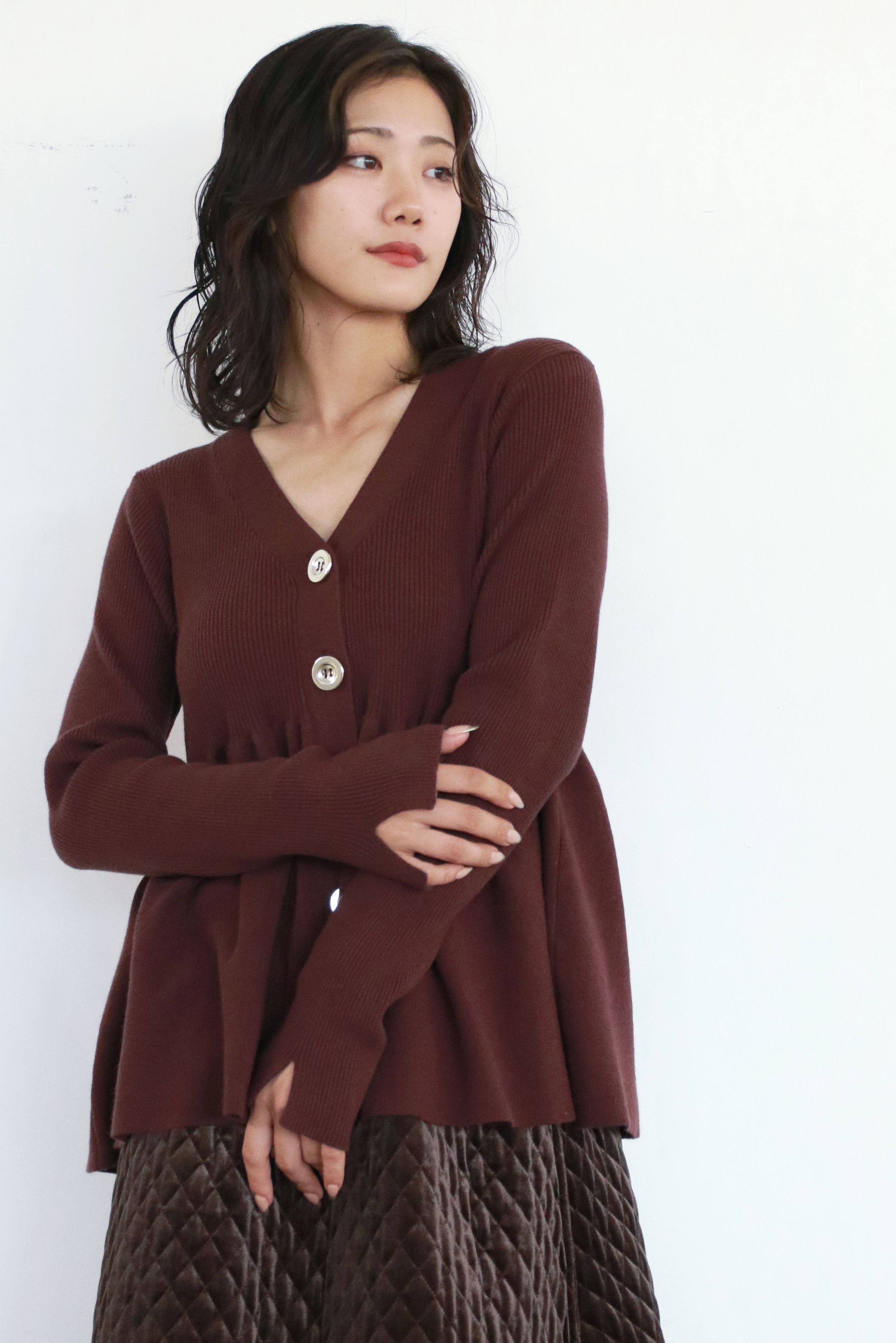 リブニットフレアカーディガン(6263-506)