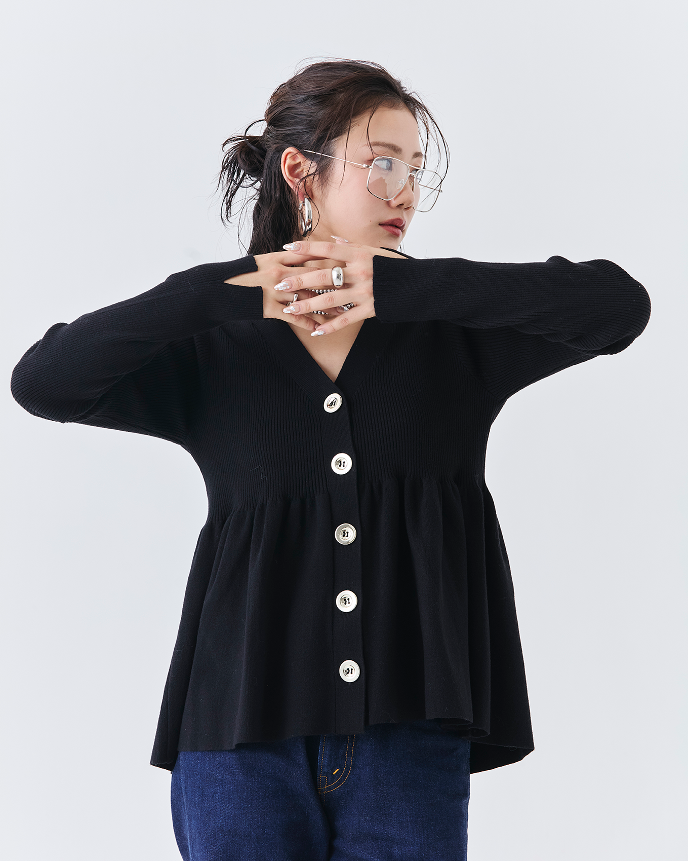 リブニットフレアカーディガン(6263-506)