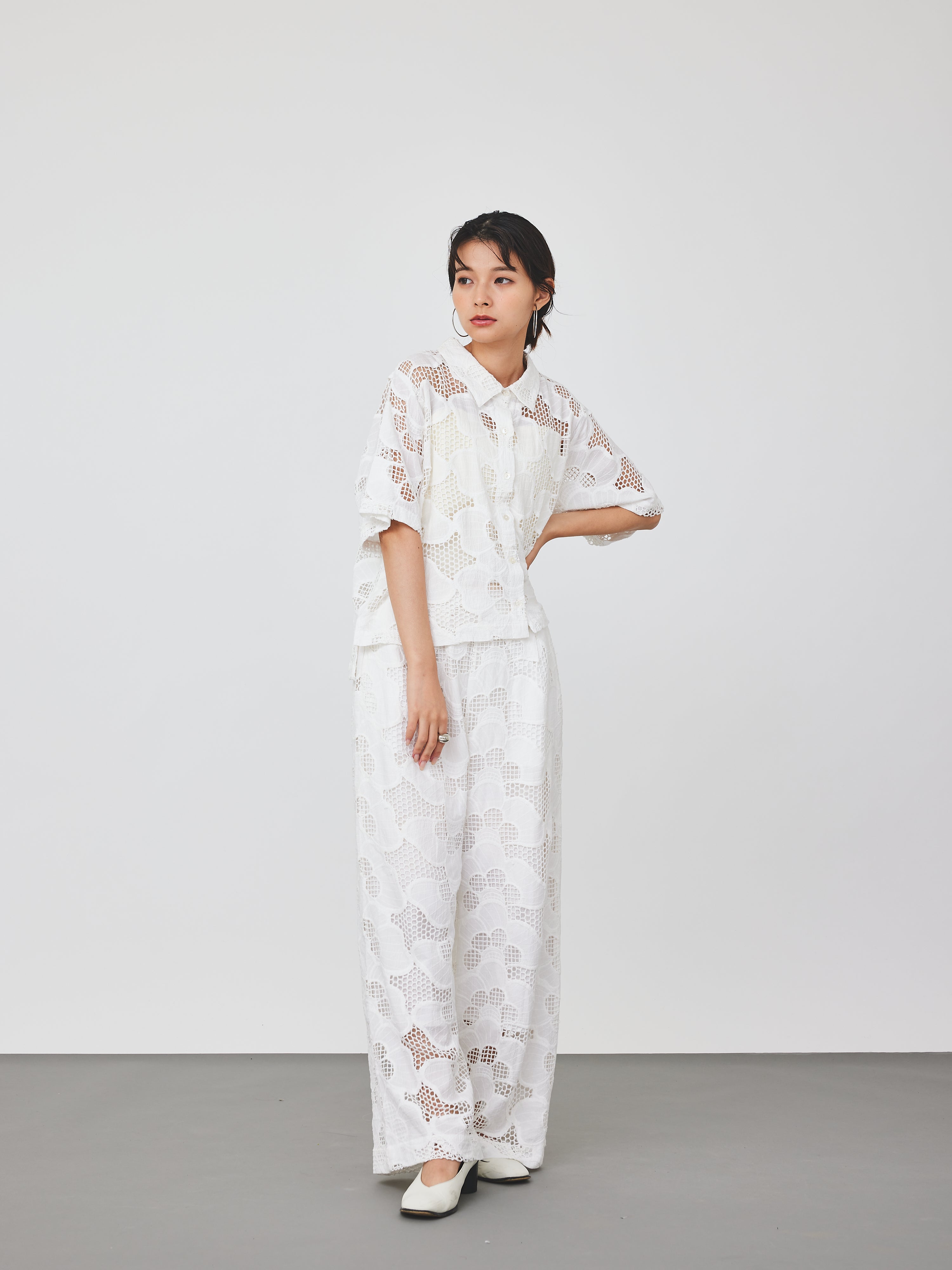 カットワークレースワイドパンツ(6259-531)