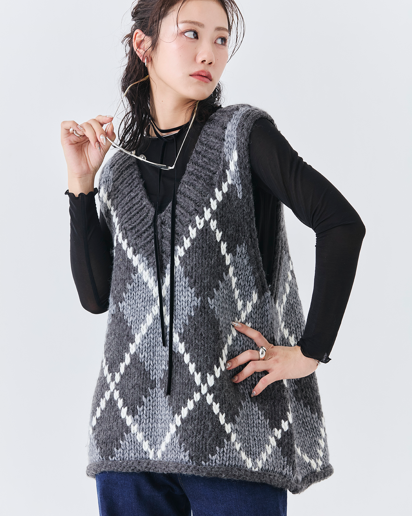 ハンドメイドカウチンニットベスト(6262-468)