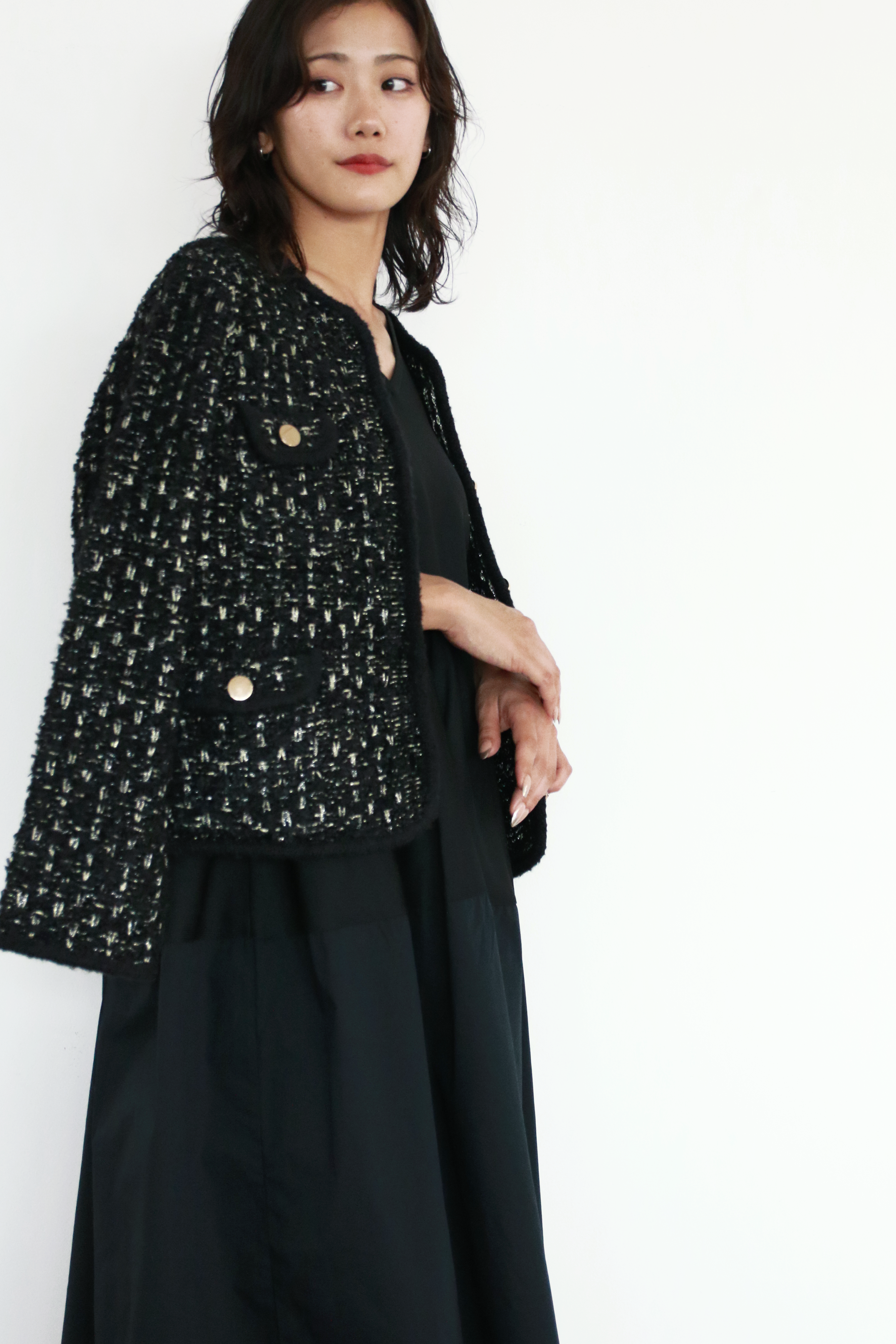 フレンチスリーブニットハイブリッドワンピース(6260-389)