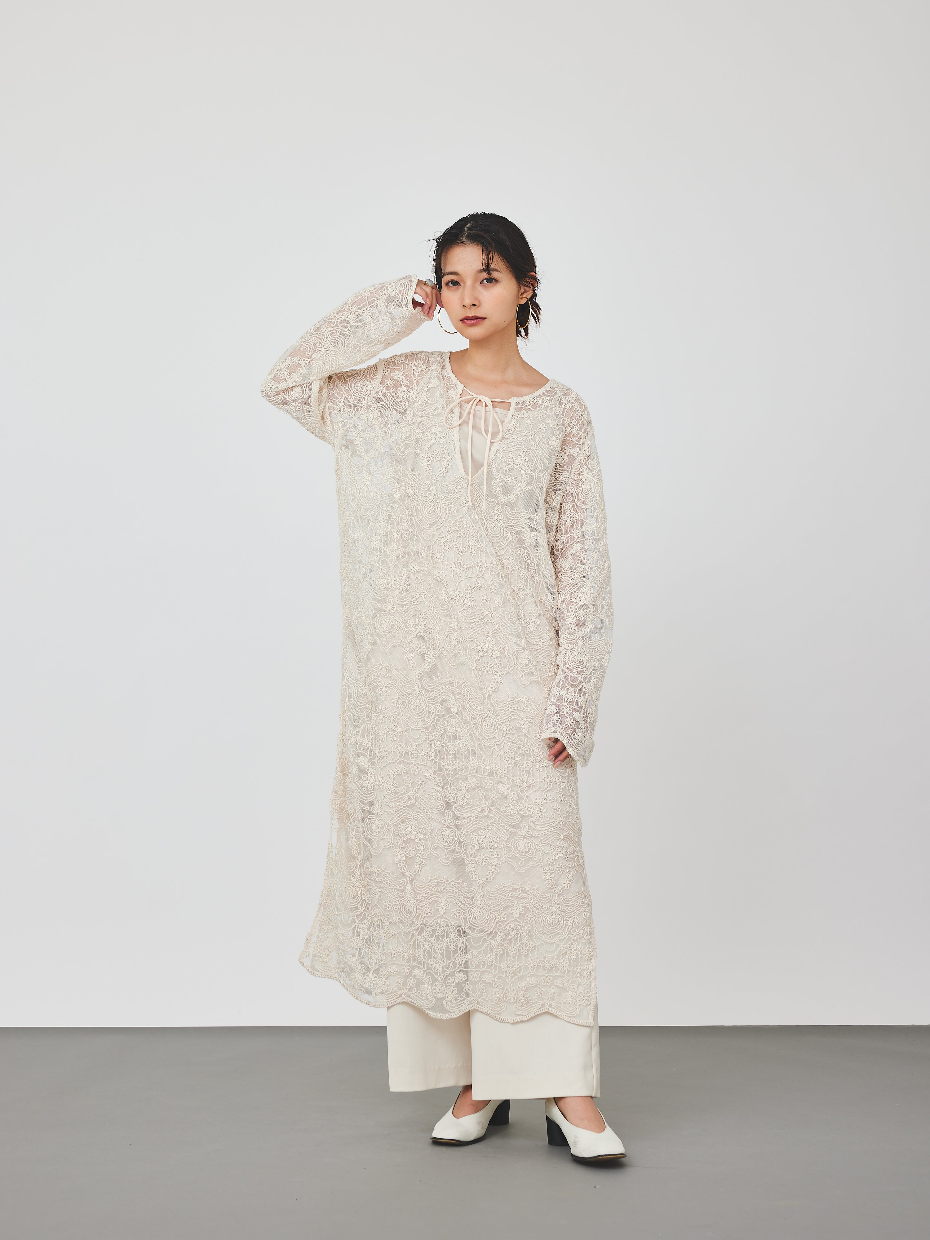 【再入荷】立体コード刺繍レースワンピース(6259-490)