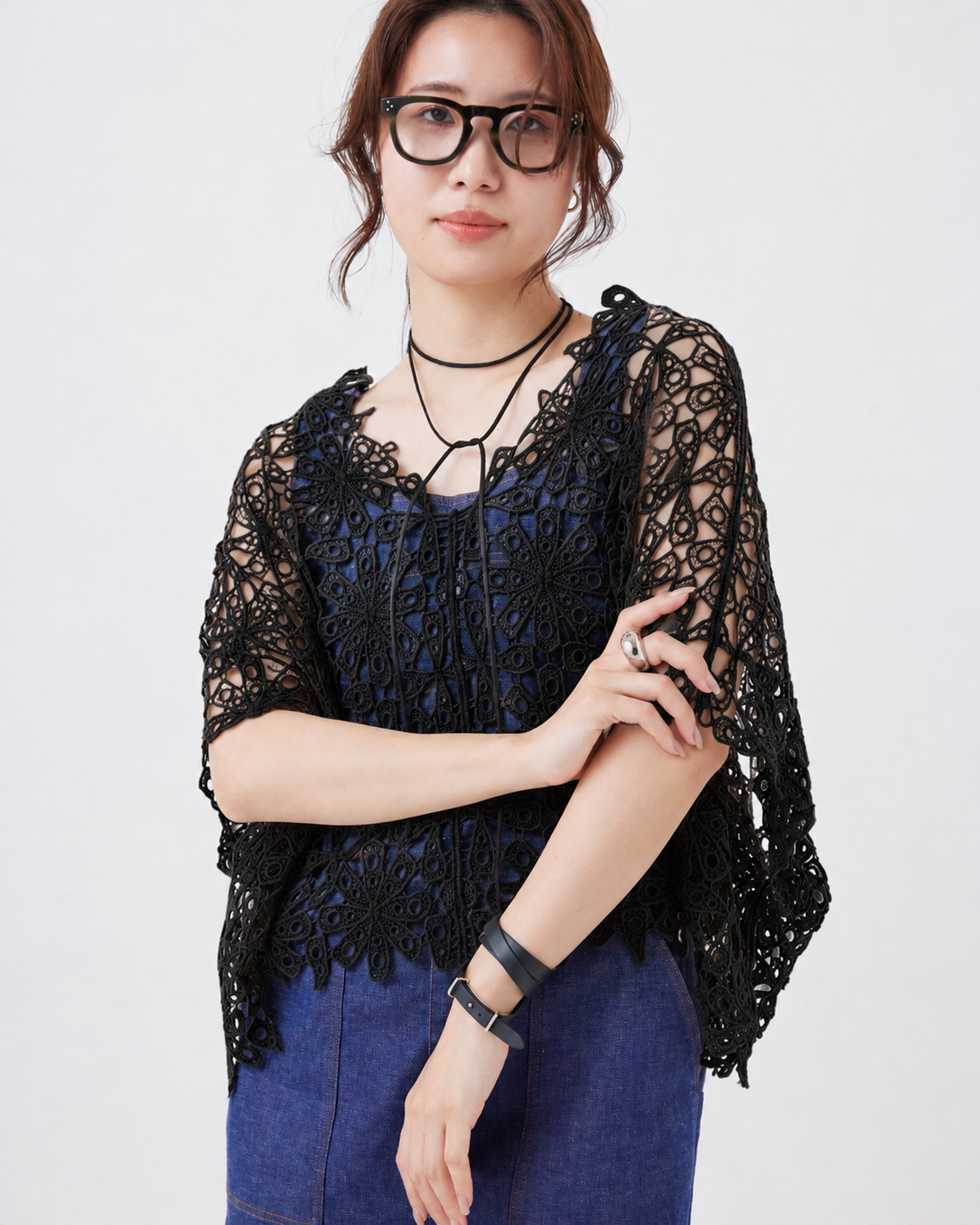 【6/6 販売開始】カットワークレースポンチョ(6267-389)
